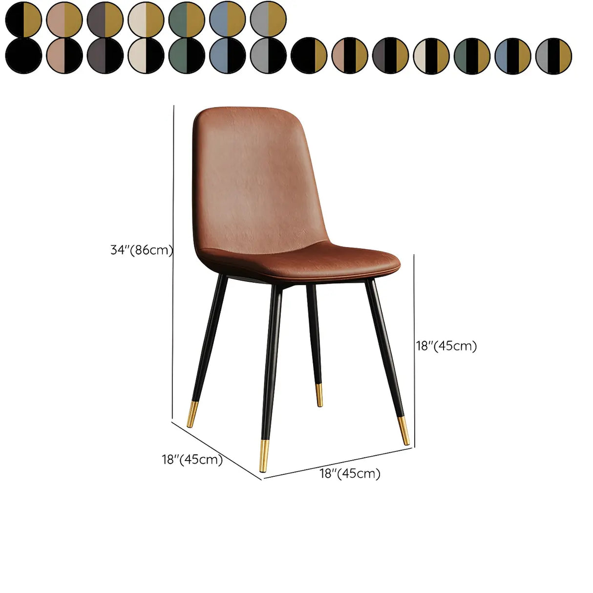 Glam Leather Upholstered Back Dining Chair with Metal Legs