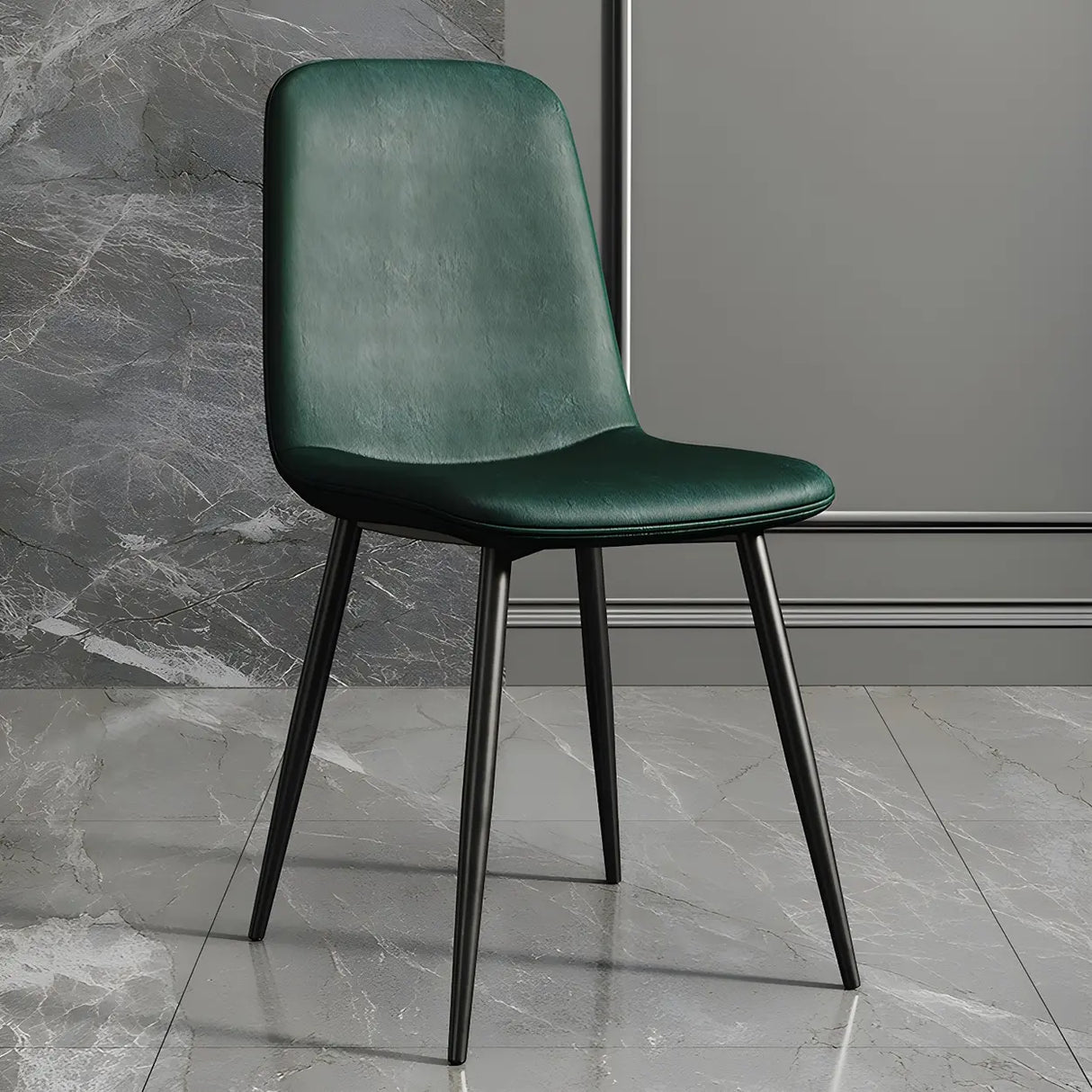 Glam Leather Upholstered Back Dining Chair with Metal Legs Image - 5