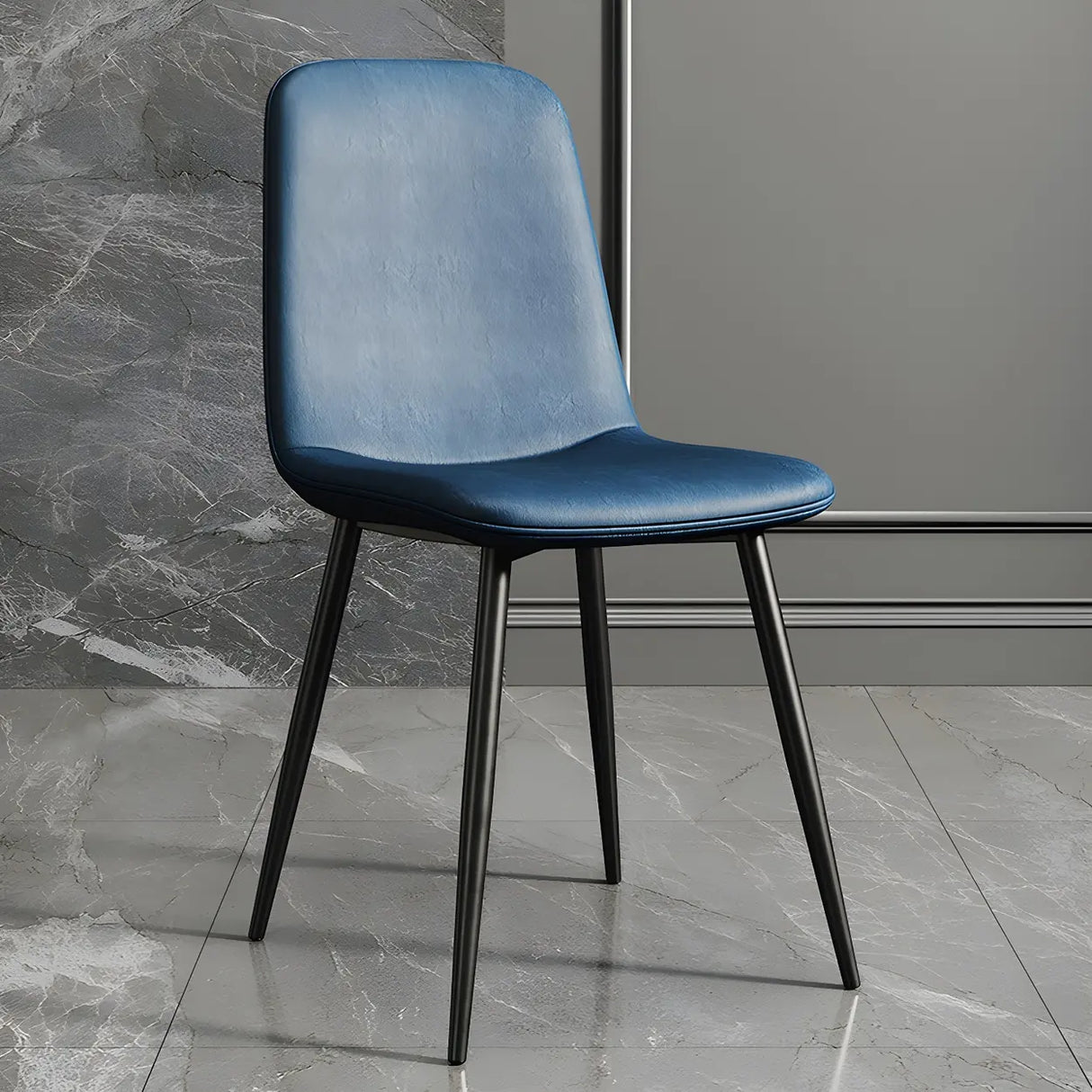 Glam Leather Upholstered Back Dining Chair with Metal Legs Image - 9