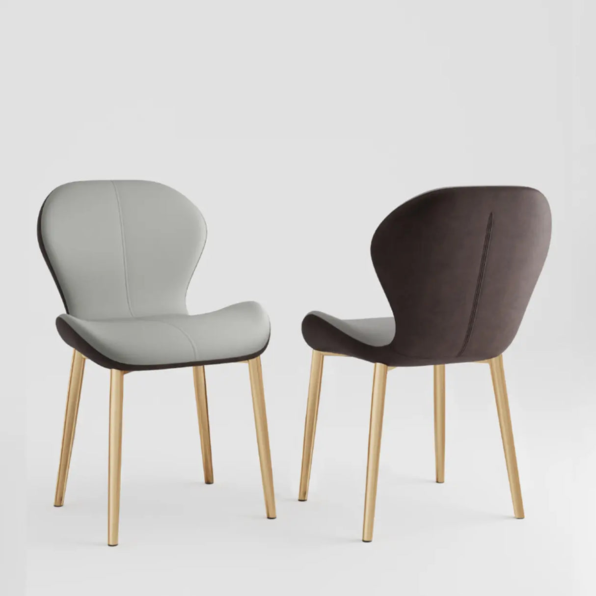 Glam Leather Upholstered Ergonomic Wingback Dining Chairs Image - 10