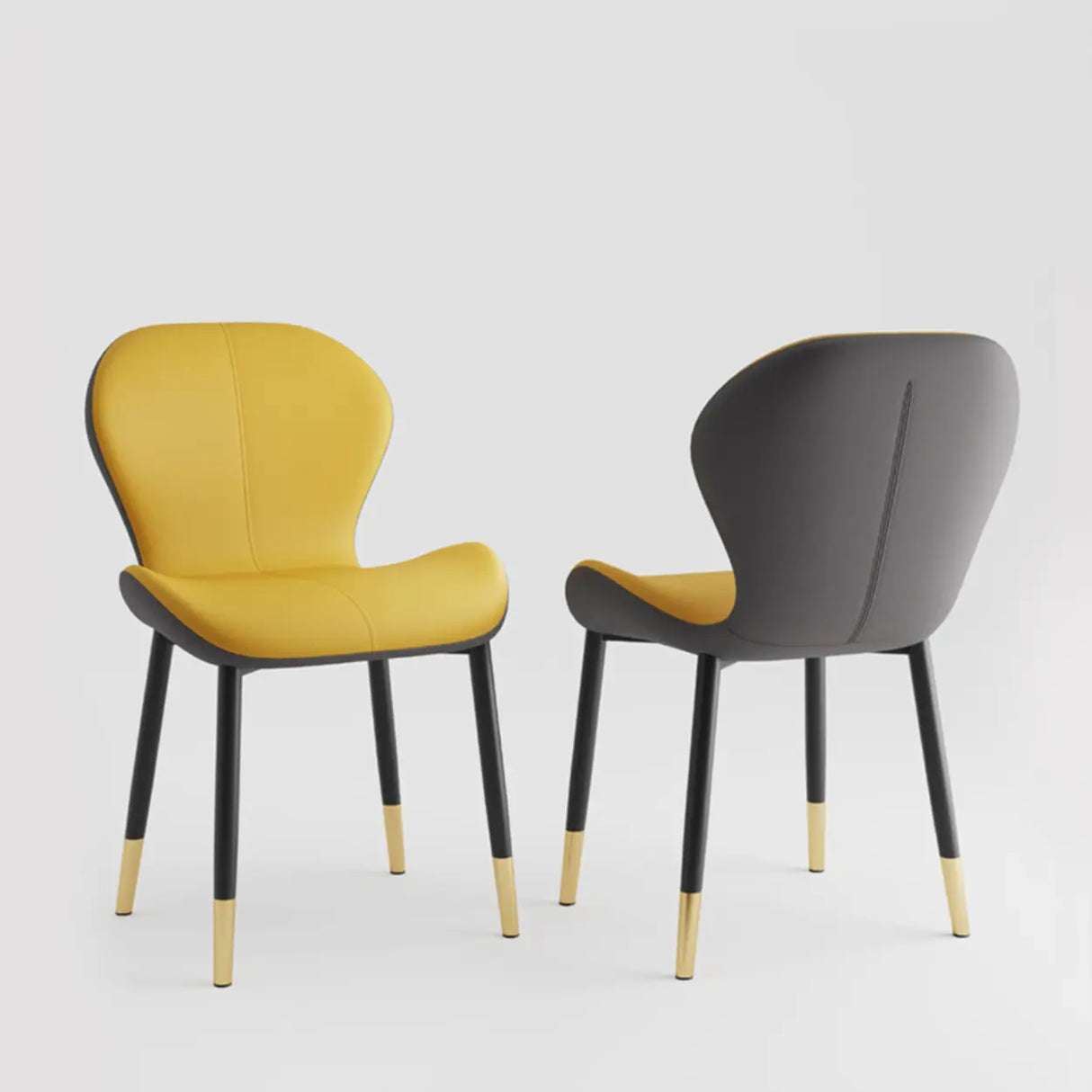 Glam Leather Upholstered Ergonomic Wingback Dining Chairs Image - 11