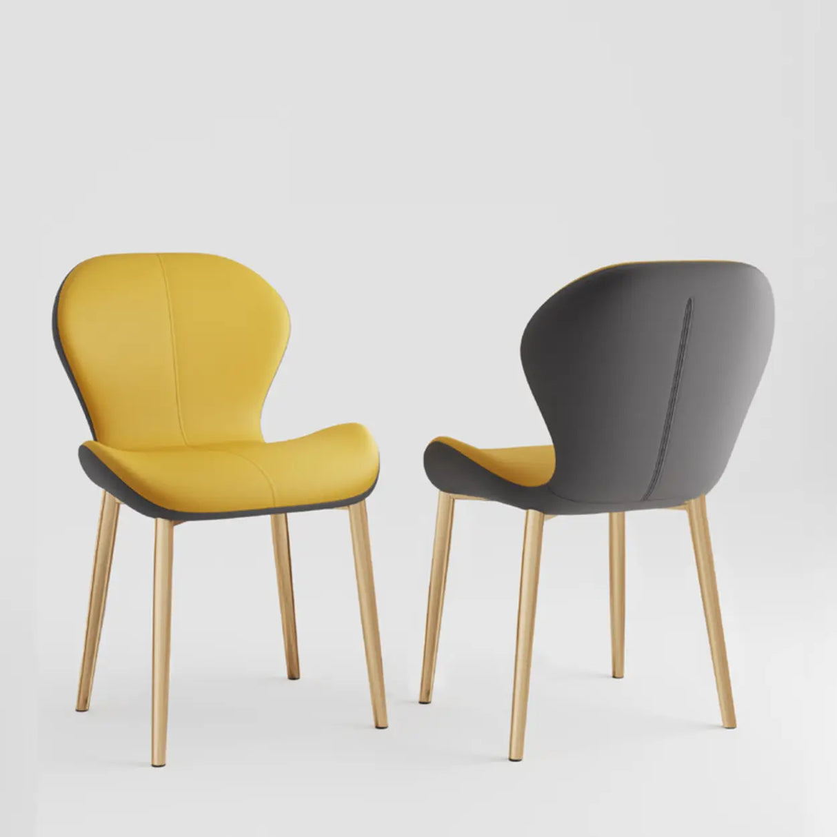 Glam Leather Upholstered Ergonomic Wingback Dining Chairs Image - 12