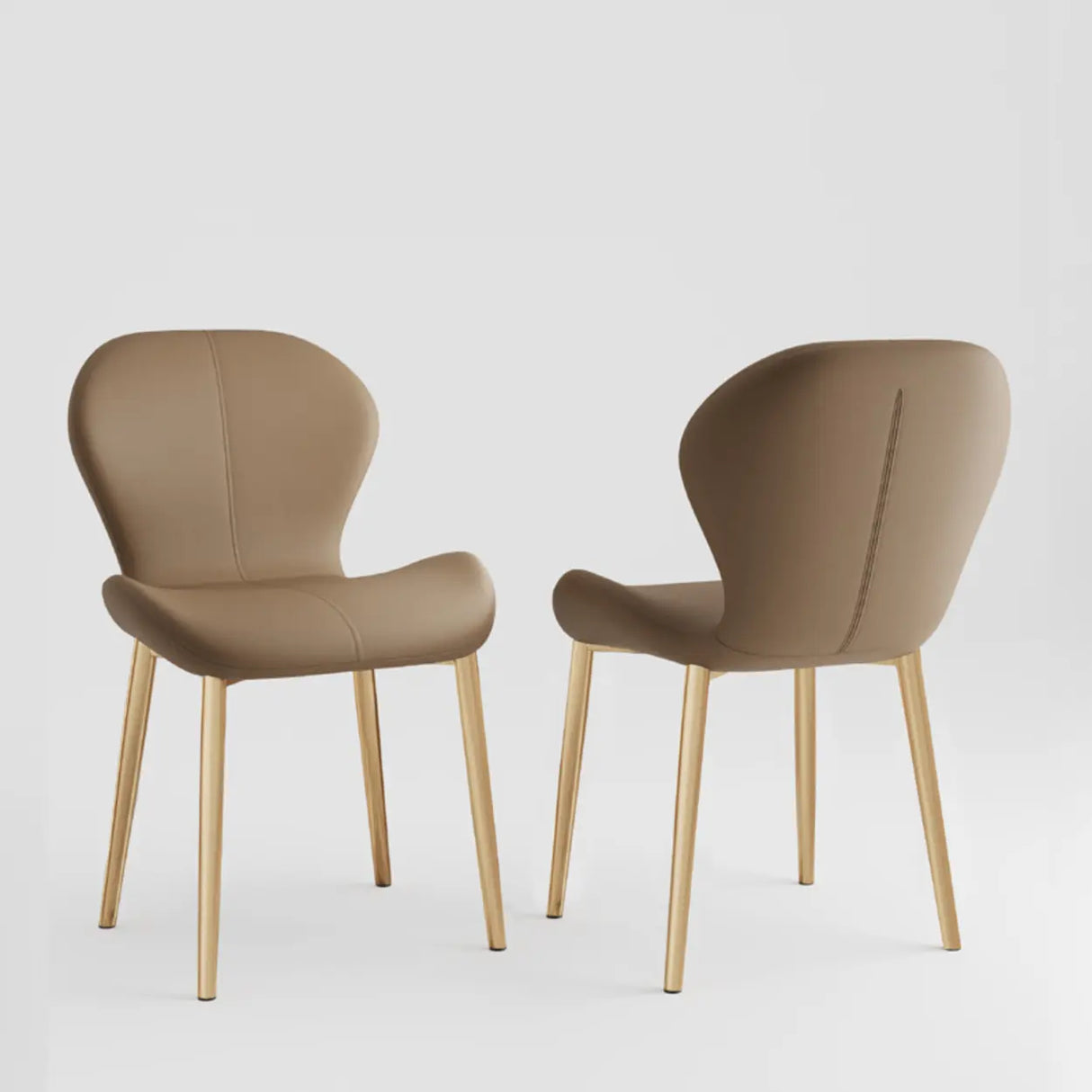 Glam Leather Upholstered Ergonomic Wingback Dining Chairs Image - 13