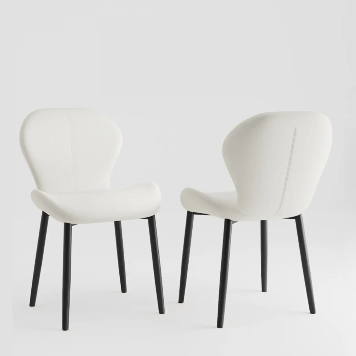 Glam Leather Upholstered Ergonomic Wingback Dining Chairs Image - 14