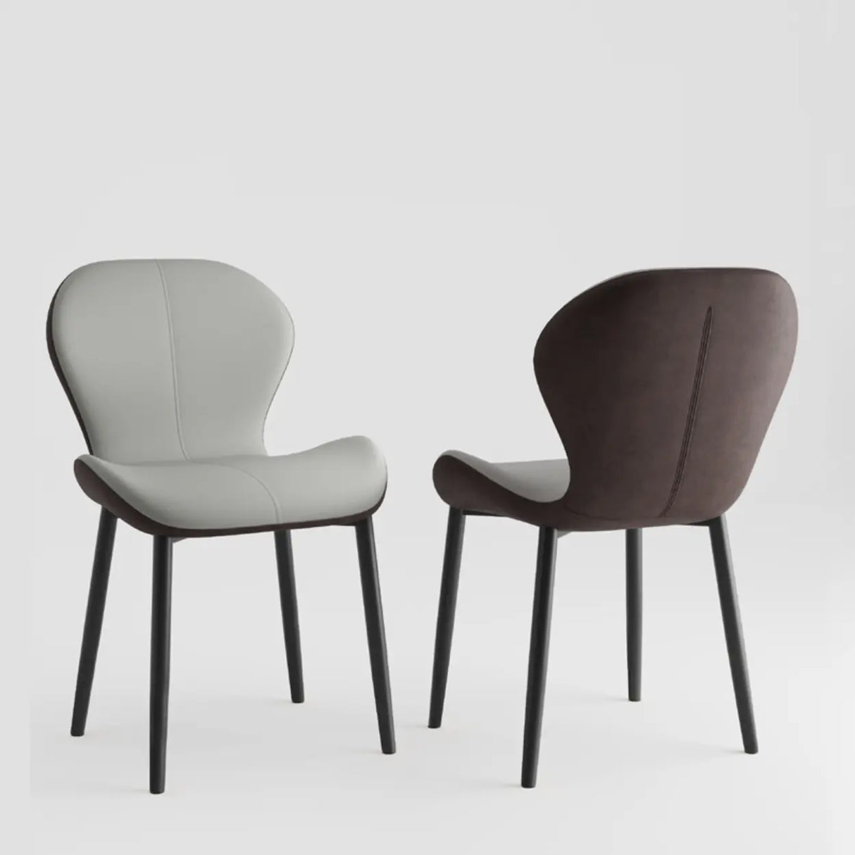 Glam Leather Upholstered Ergonomic Wingback Dining Chairs Image - 15