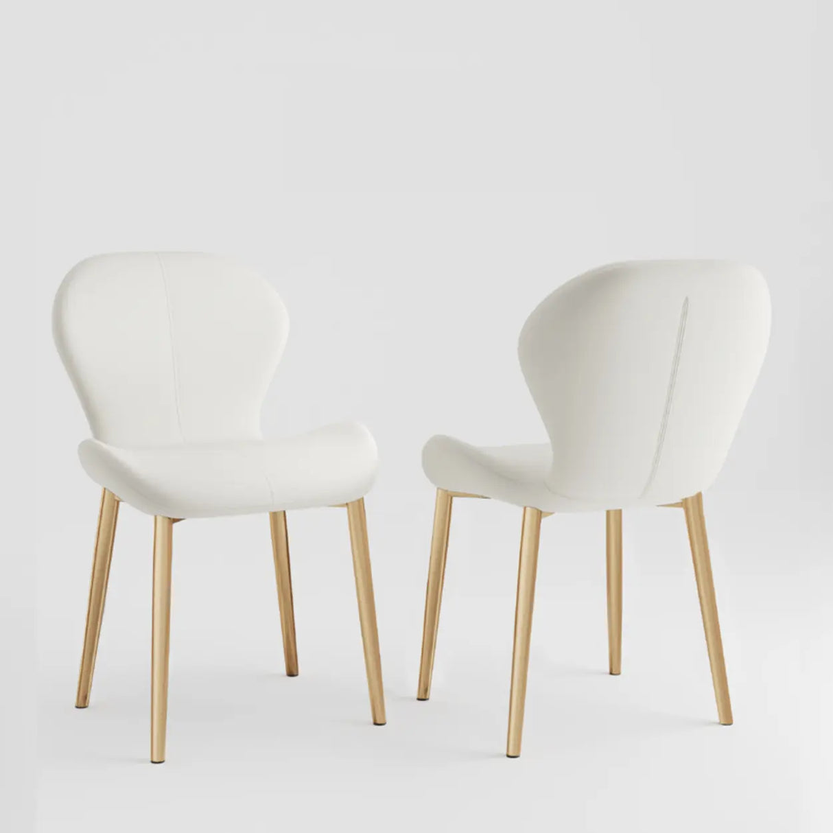 Glam Leather Upholstered Ergonomic Wingback Dining Chairs Image - 16