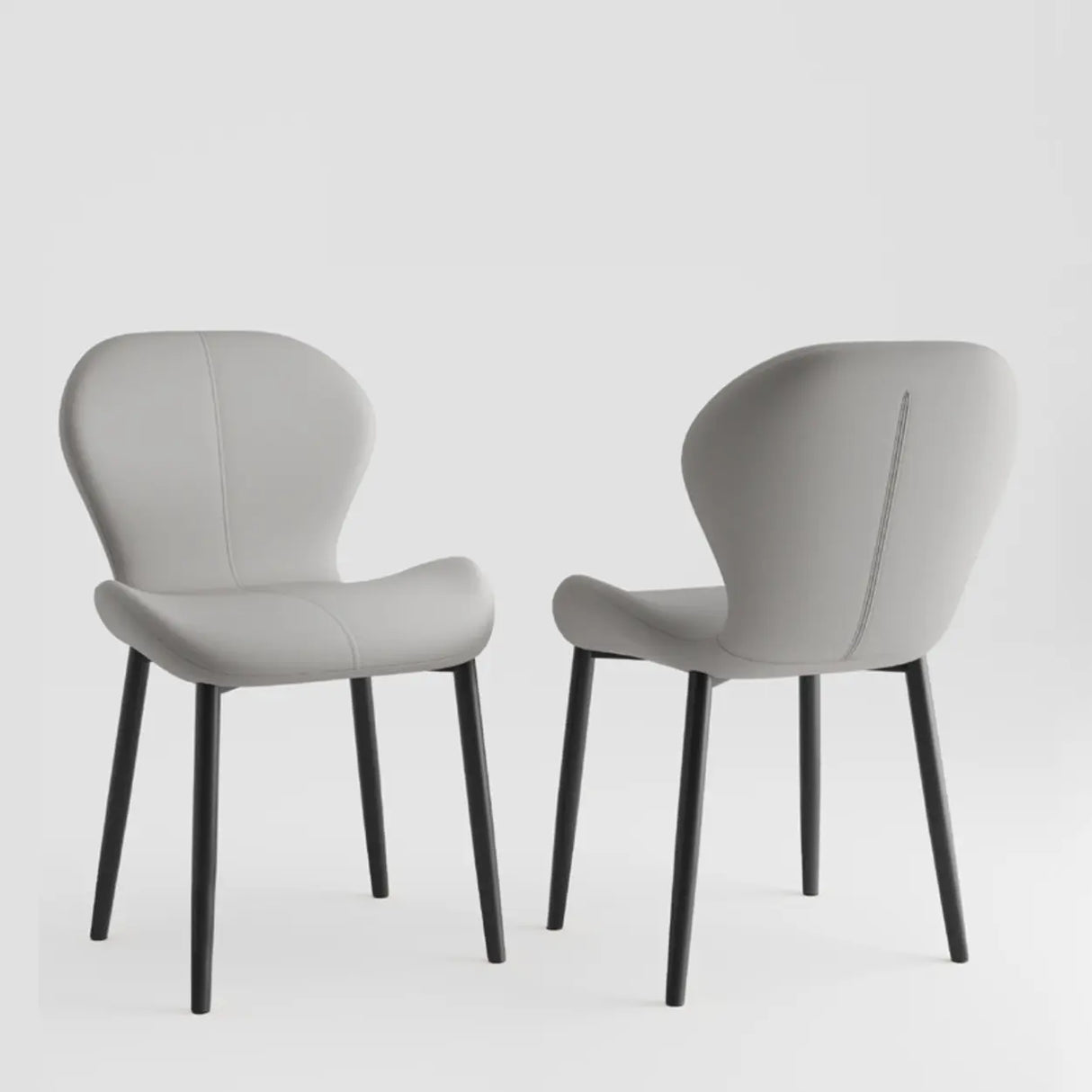 Glam Leather Upholstered Ergonomic Wingback Dining Chairs Image - 17