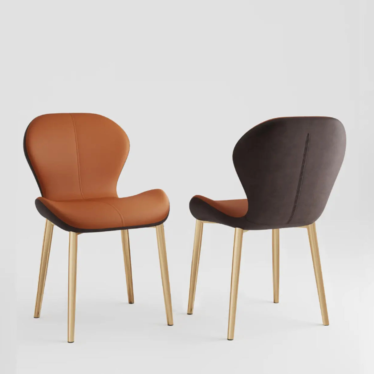 Glam Leather Upholstered Ergonomic Wingback Dining Chairs Image - 18