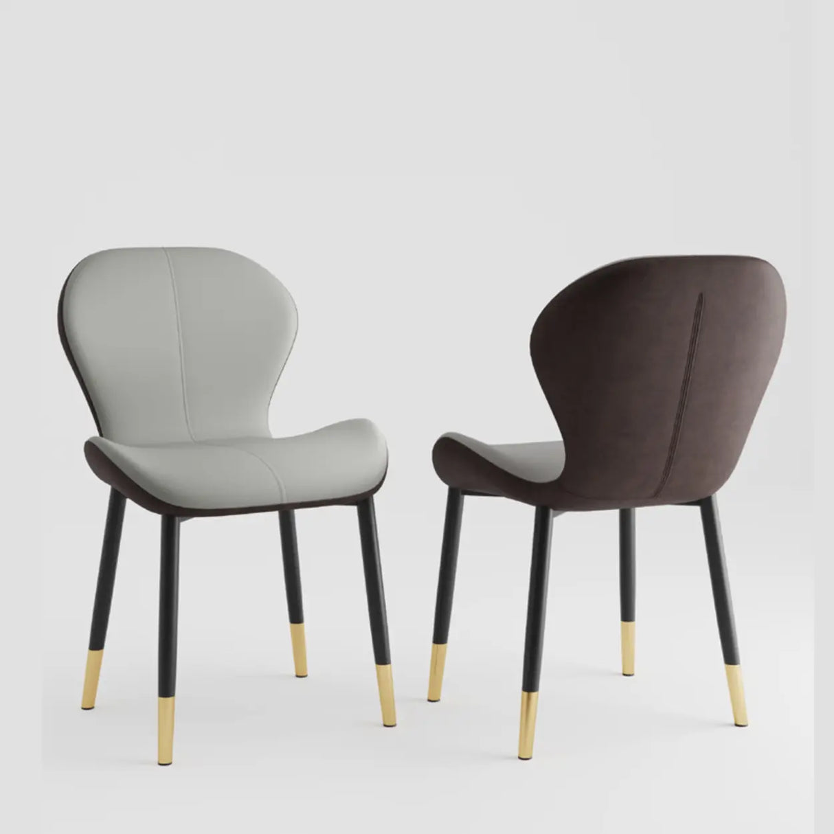 Glam Leather Upholstered Ergonomic Wingback Dining Chairs Image - 19