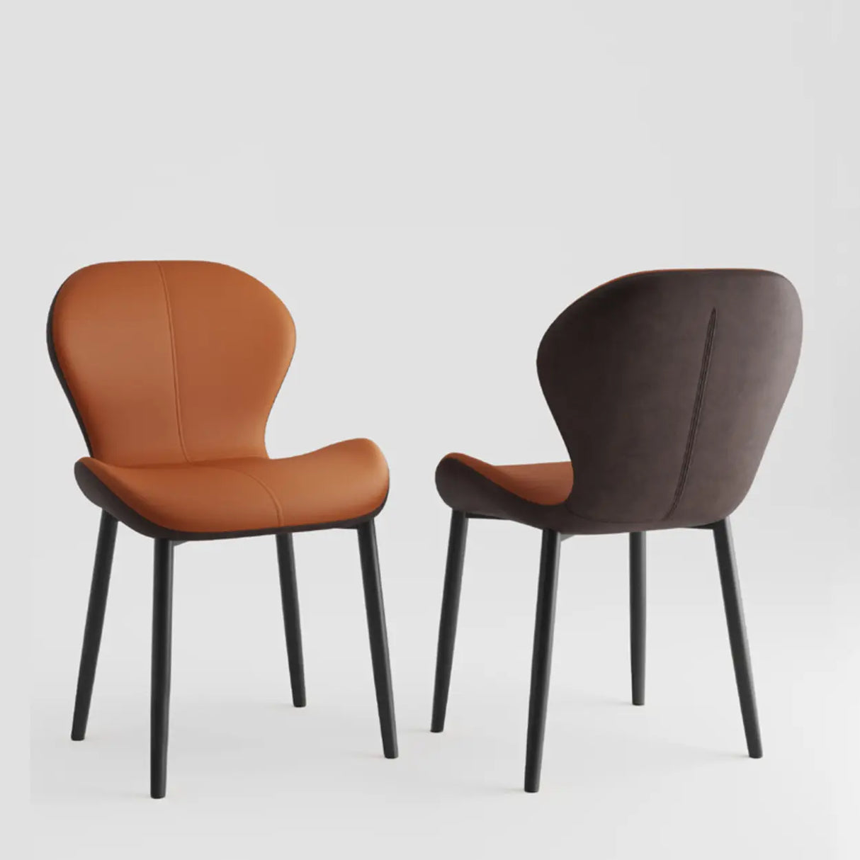 Glam Leather Upholstered Ergonomic Wingback Dining Chairs Image - 20