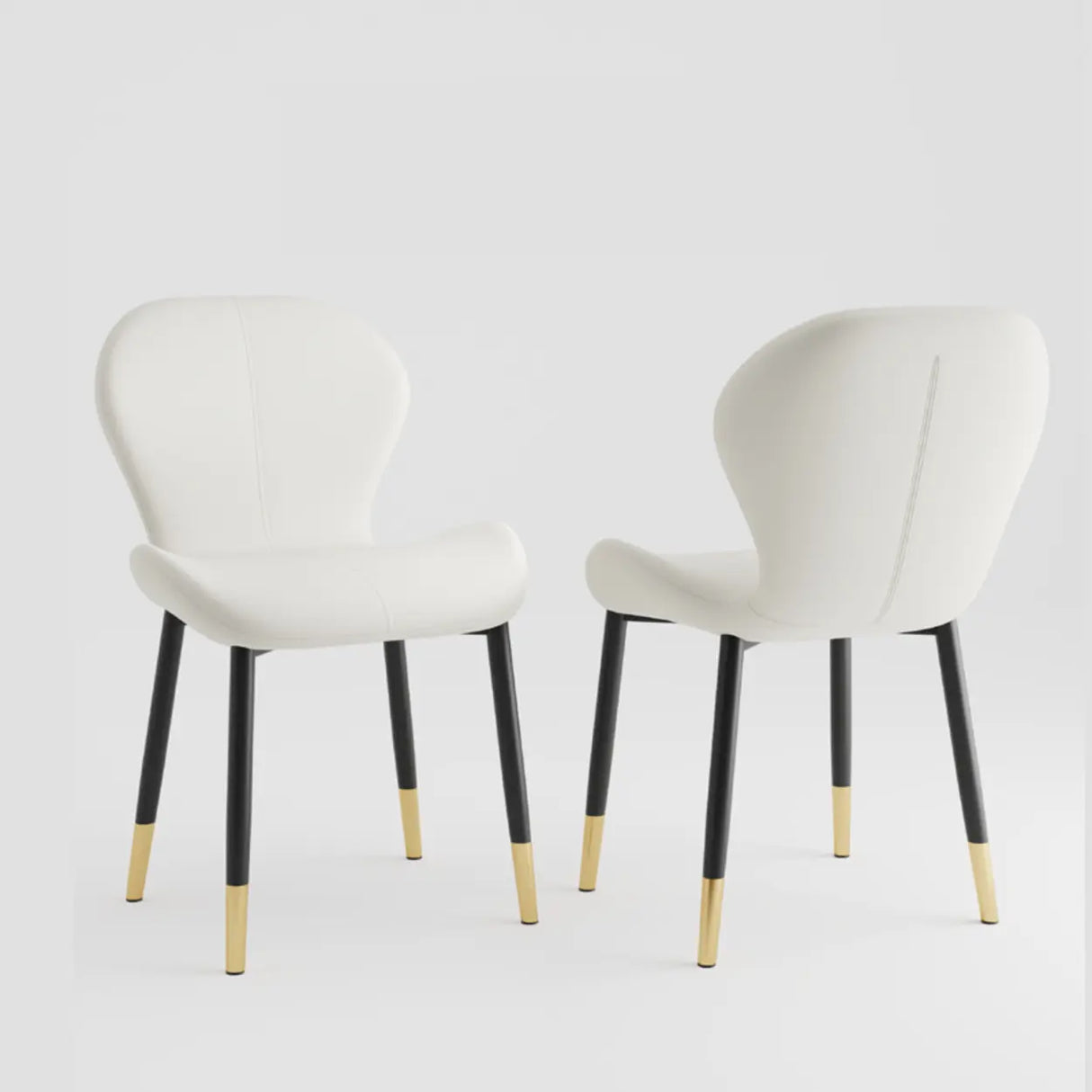 Glam Leather Upholstered Ergonomic Wingback Dining Chairs Image - 22