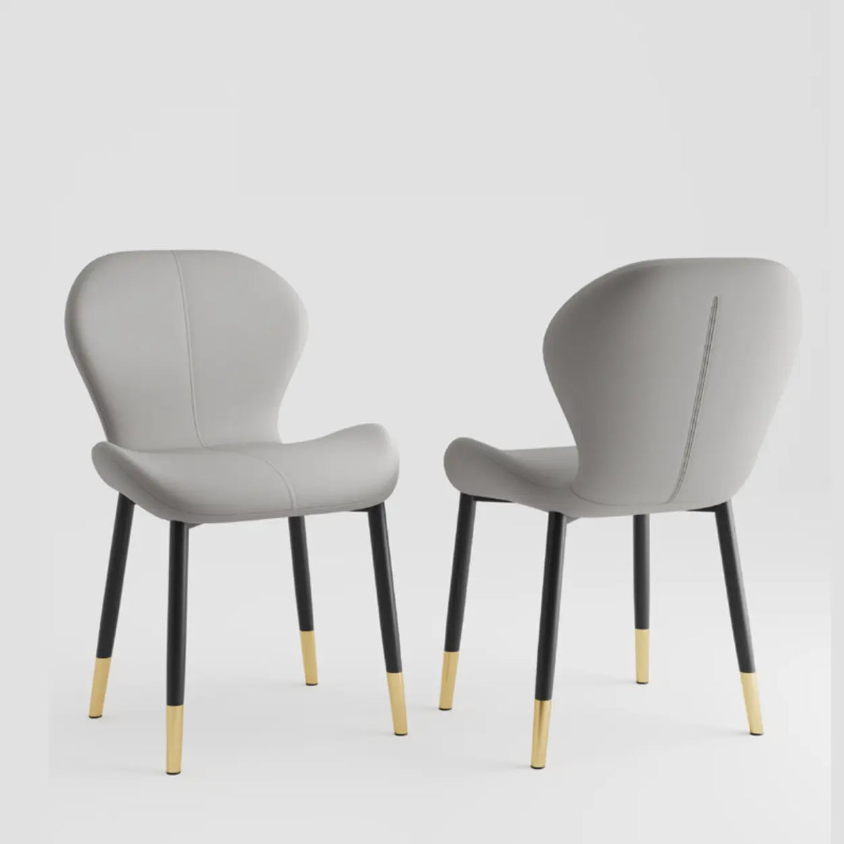 Glam Leather Upholstered Ergonomic Wingback Dining Chairs Image - 23