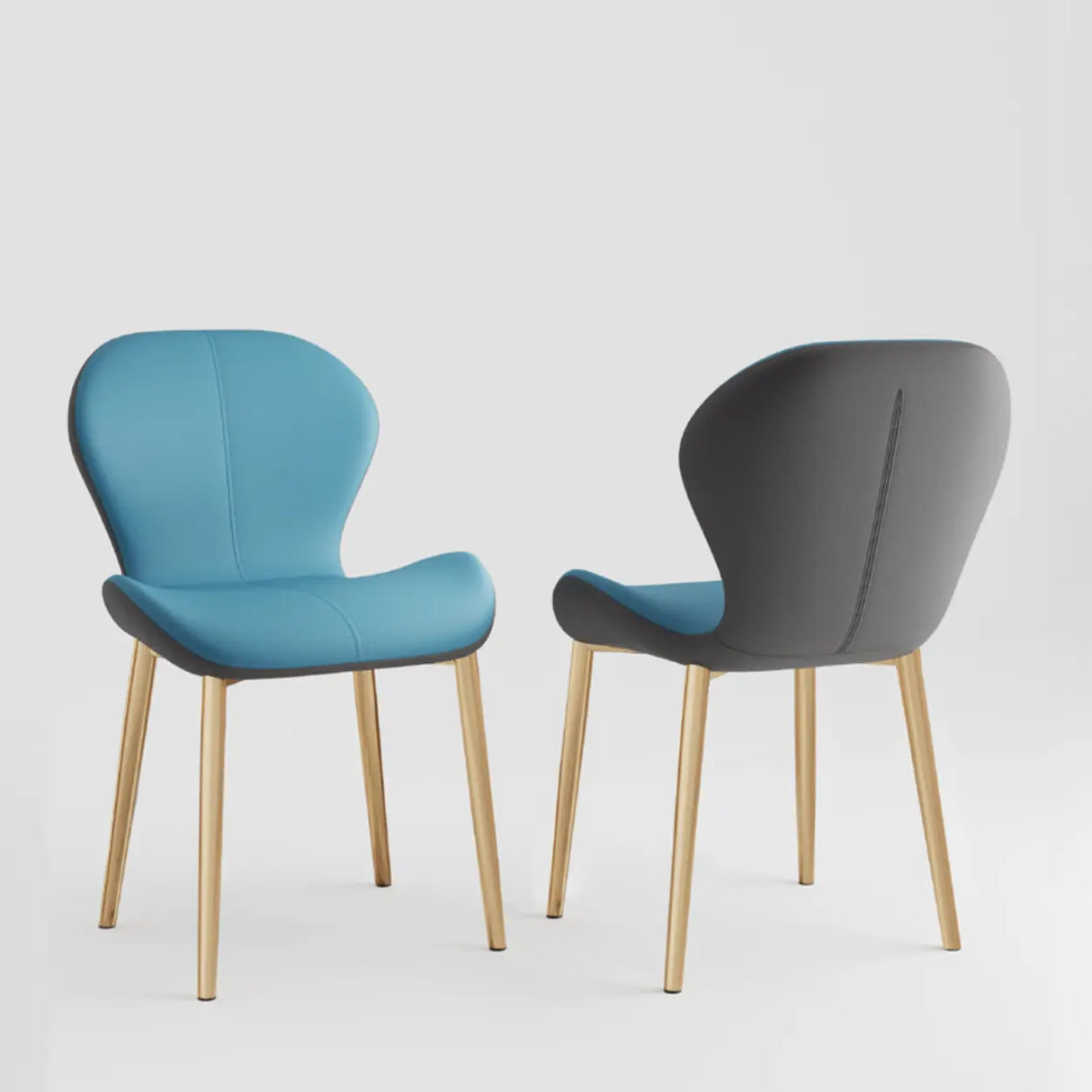 Glam Leather Upholstered Ergonomic Wingback Dining Chairs Image - 24