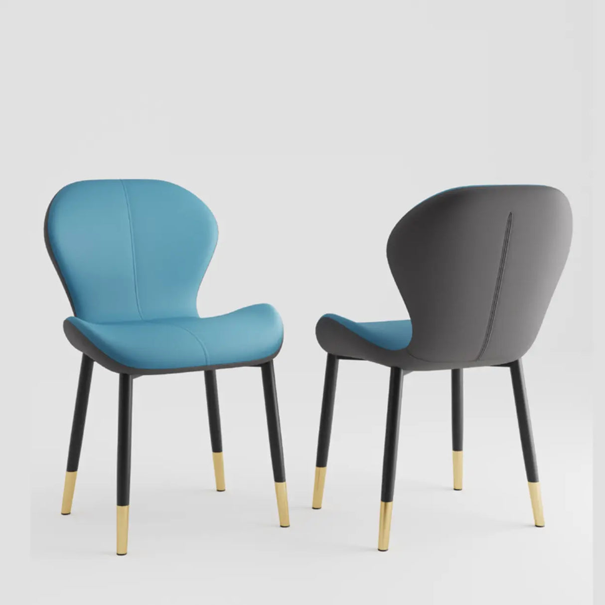 Glam Leather Upholstered Ergonomic Wingback Dining Chairs Image - 25