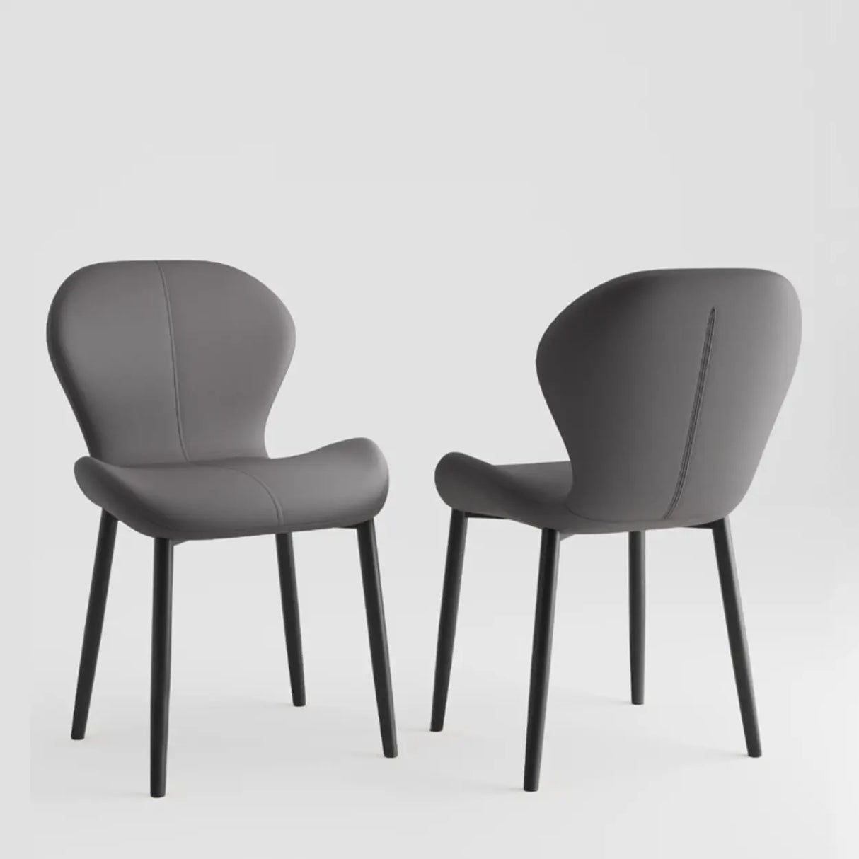 Glam Leather Upholstered Ergonomic Wingback Dining Chairs Image - 26