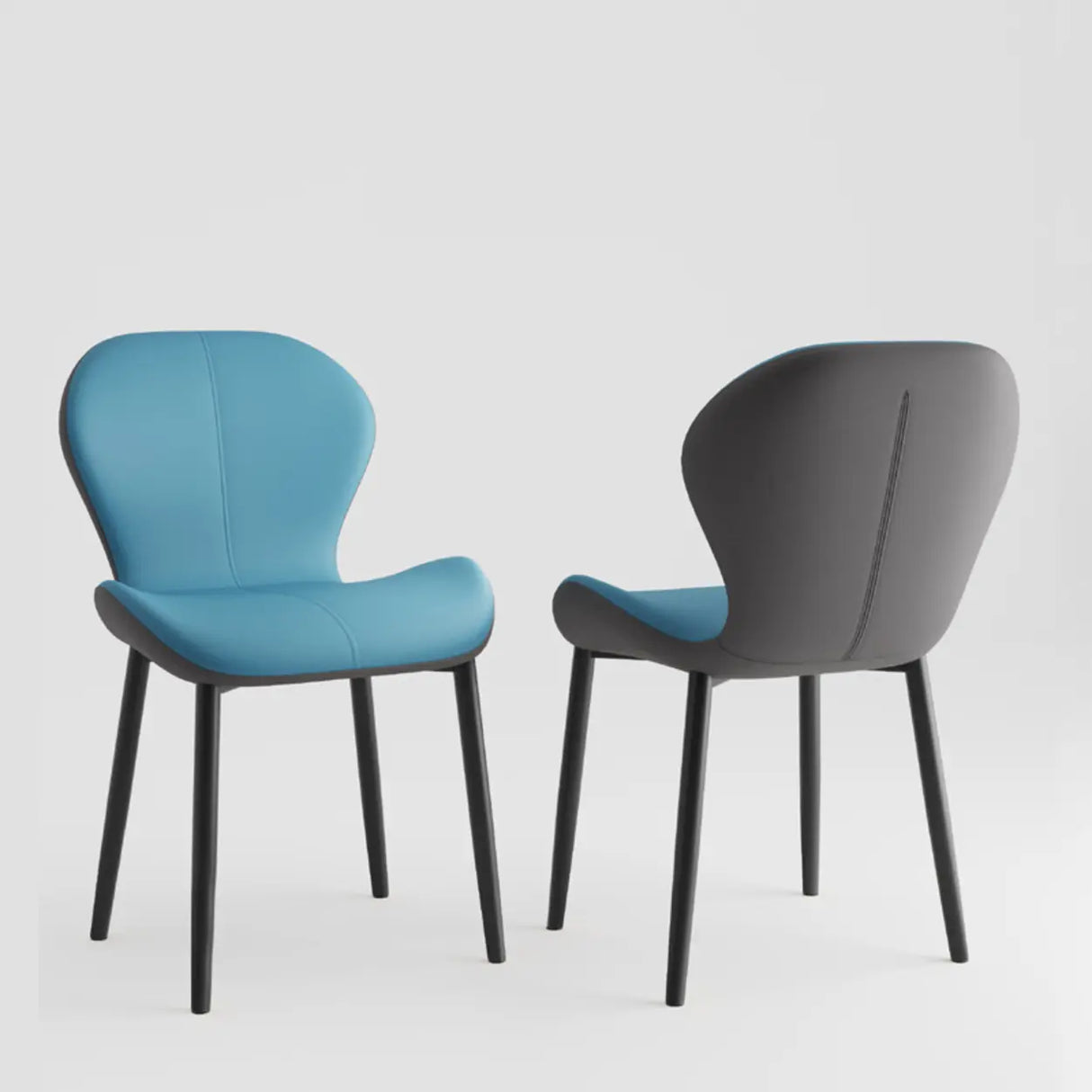 Glam Leather Upholstered Ergonomic Wingback Dining Chairs Image - 27