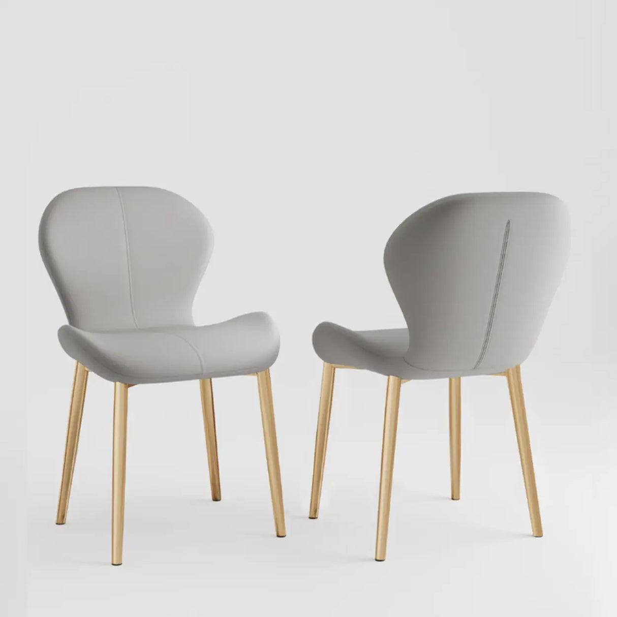 Glam Leather Upholstered Ergonomic Wingback Dining Chairs Image - 28