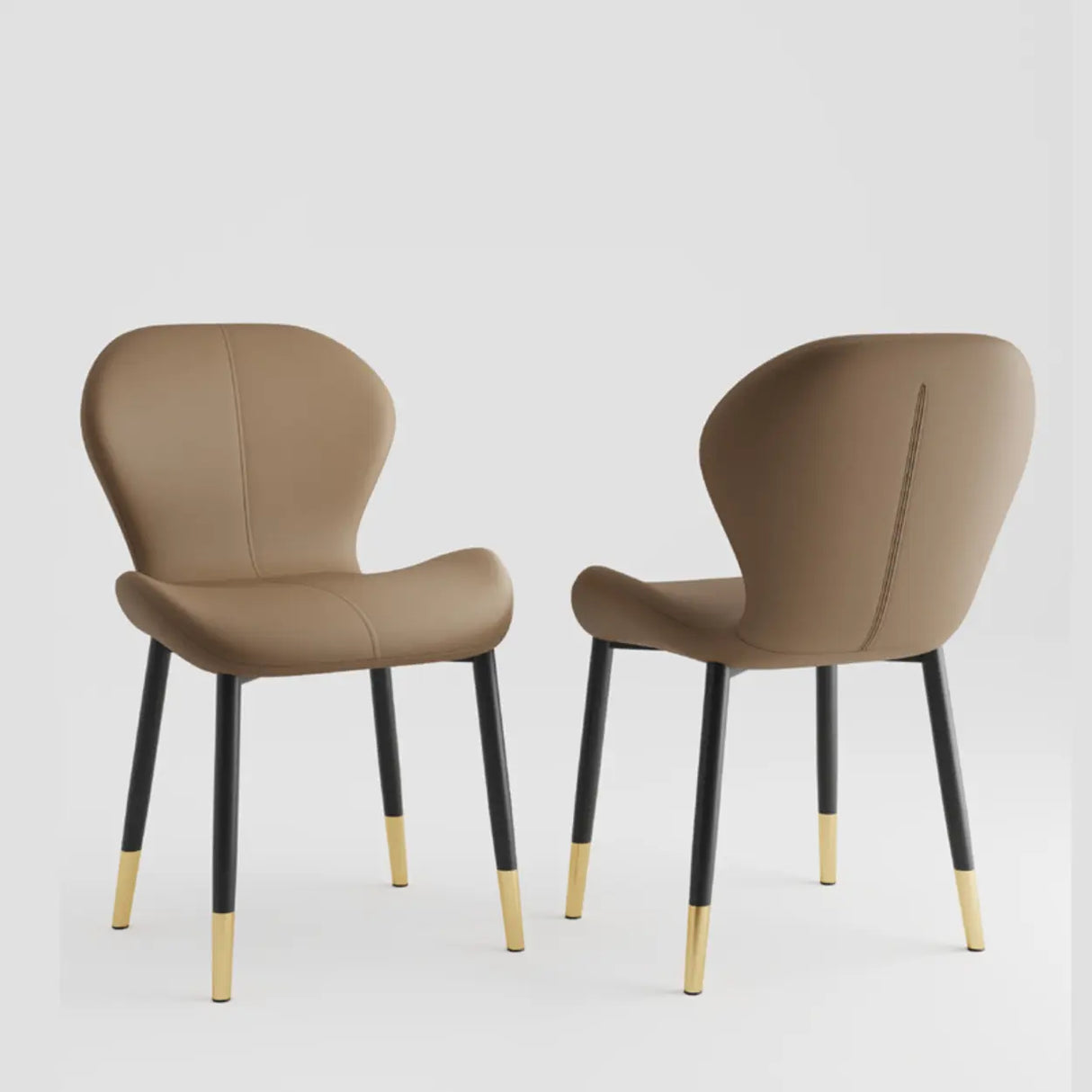 Glam Leather Upholstered Ergonomic Wingback Dining Chairs Image - 6