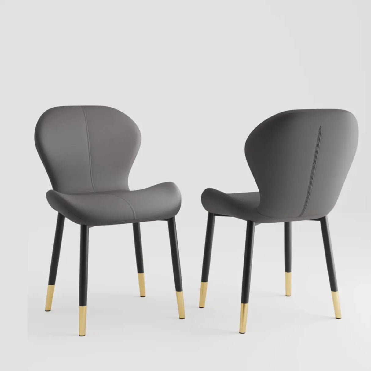 Glam Leather Upholstered Ergonomic Wingback Dining Chairs Image - 7