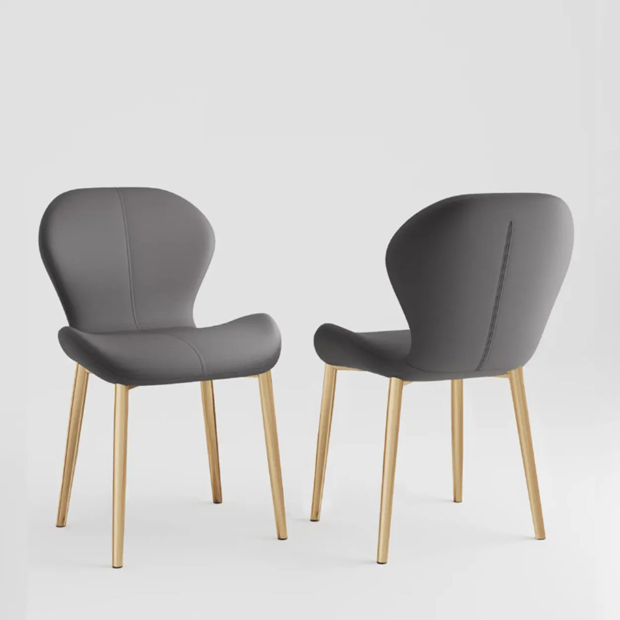 Glam Leather Upholstered Ergonomic Wingback Dining Chairs Image - 8