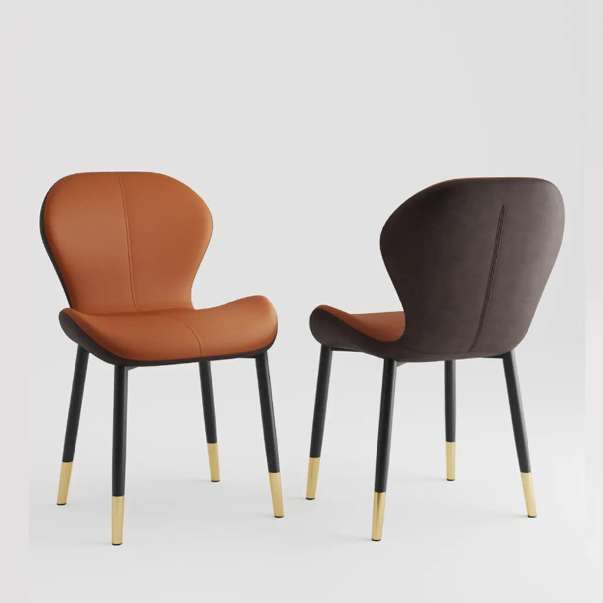 Glam Leather Upholstered Ergonomic Wingback Dining Chairs Image - 9