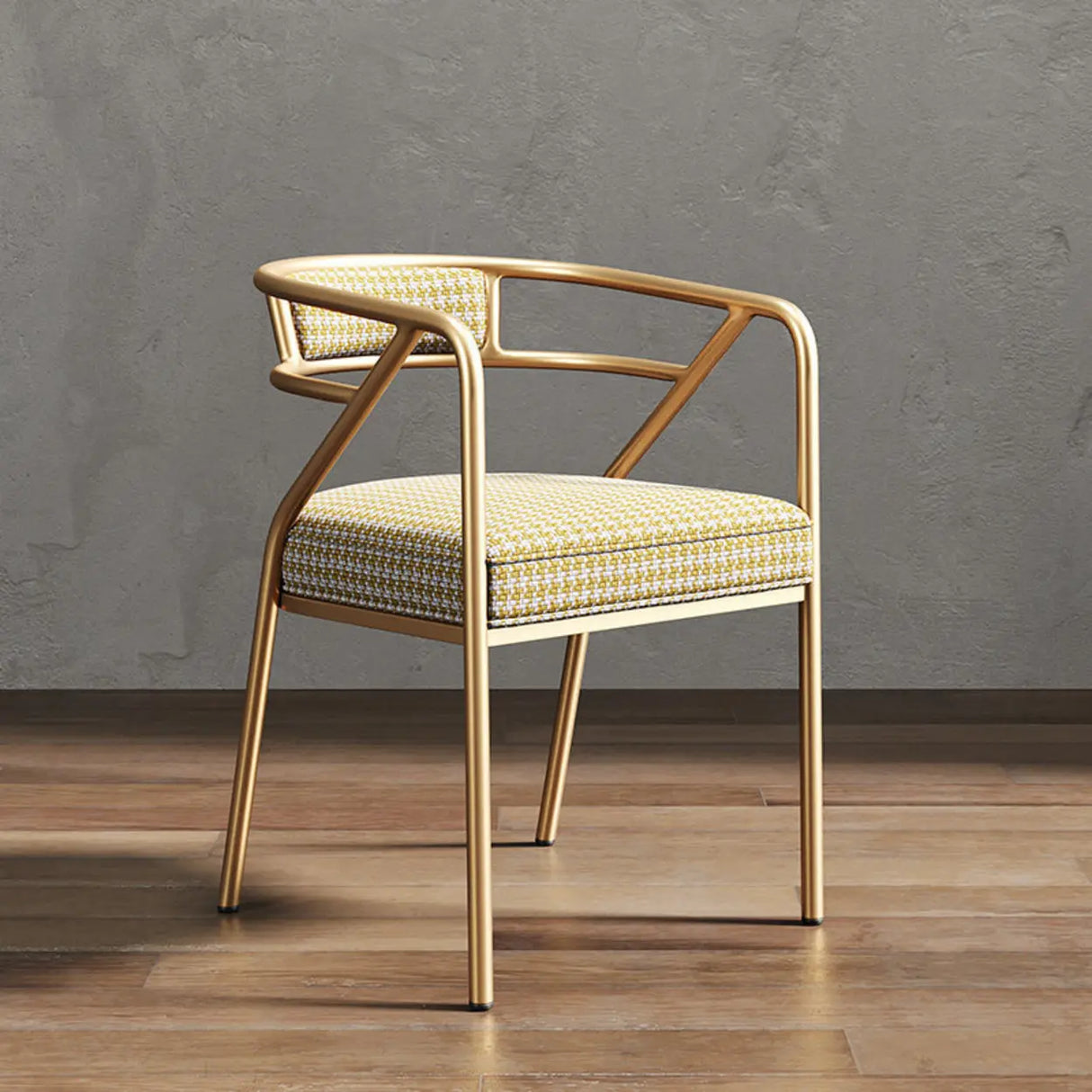 Glam Metal Armchair Cotton Cushion Dining Chair Gray Image - 27