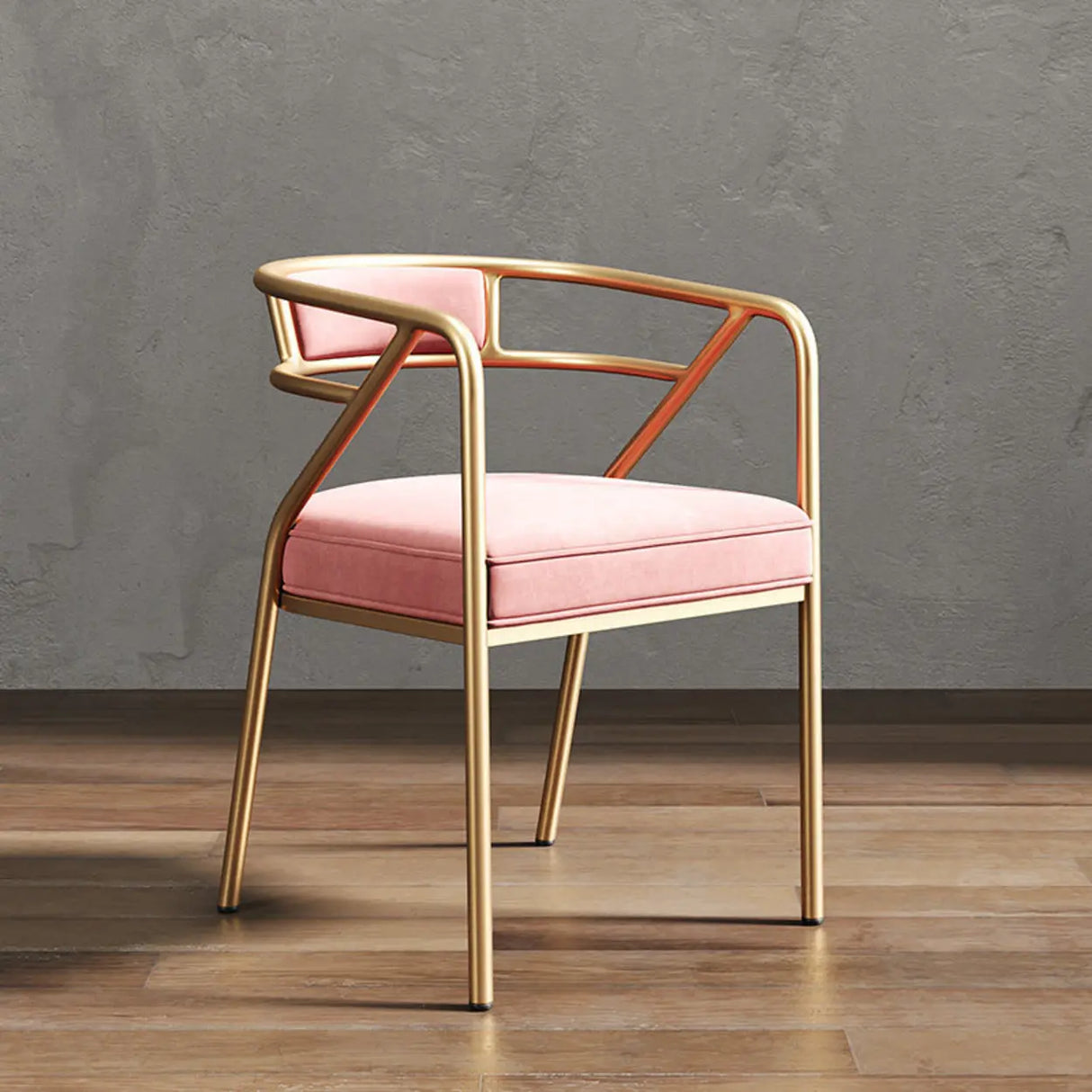 Glam Metal Armchair Cotton Cushion Dining Chair Gray Image - 28