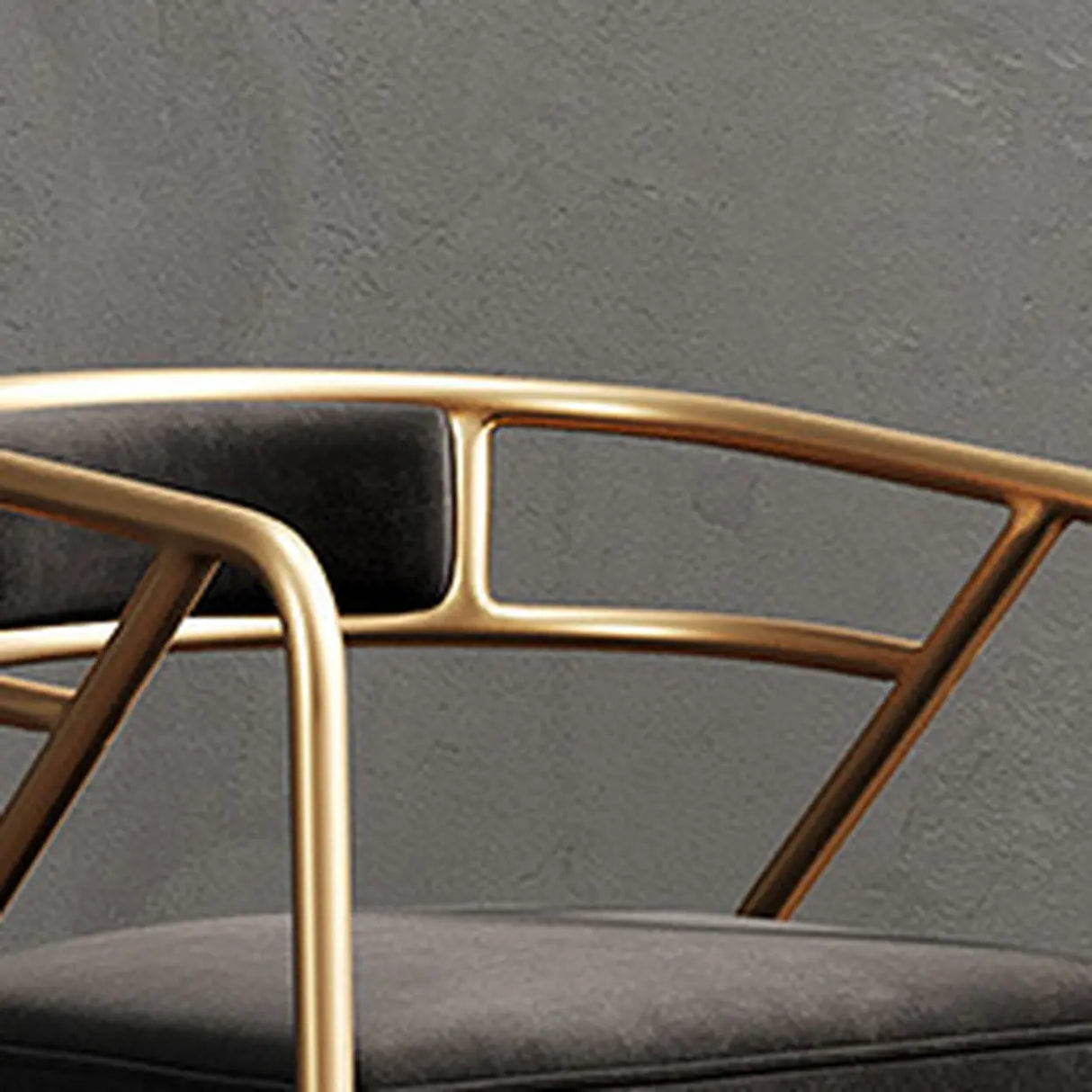 Glam Metal Armchair Cotton Cushion Dining Chair Gray Image - 29