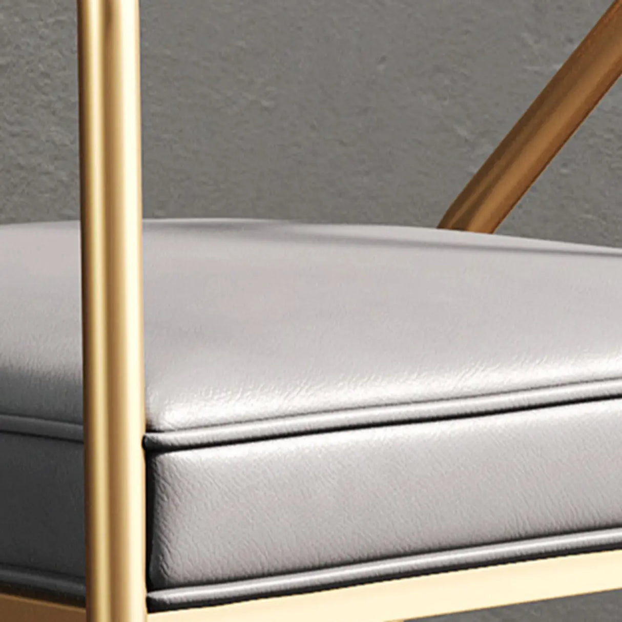 Glam Metal Armchair Cotton Cushion Dining Chair Gray Image - 31