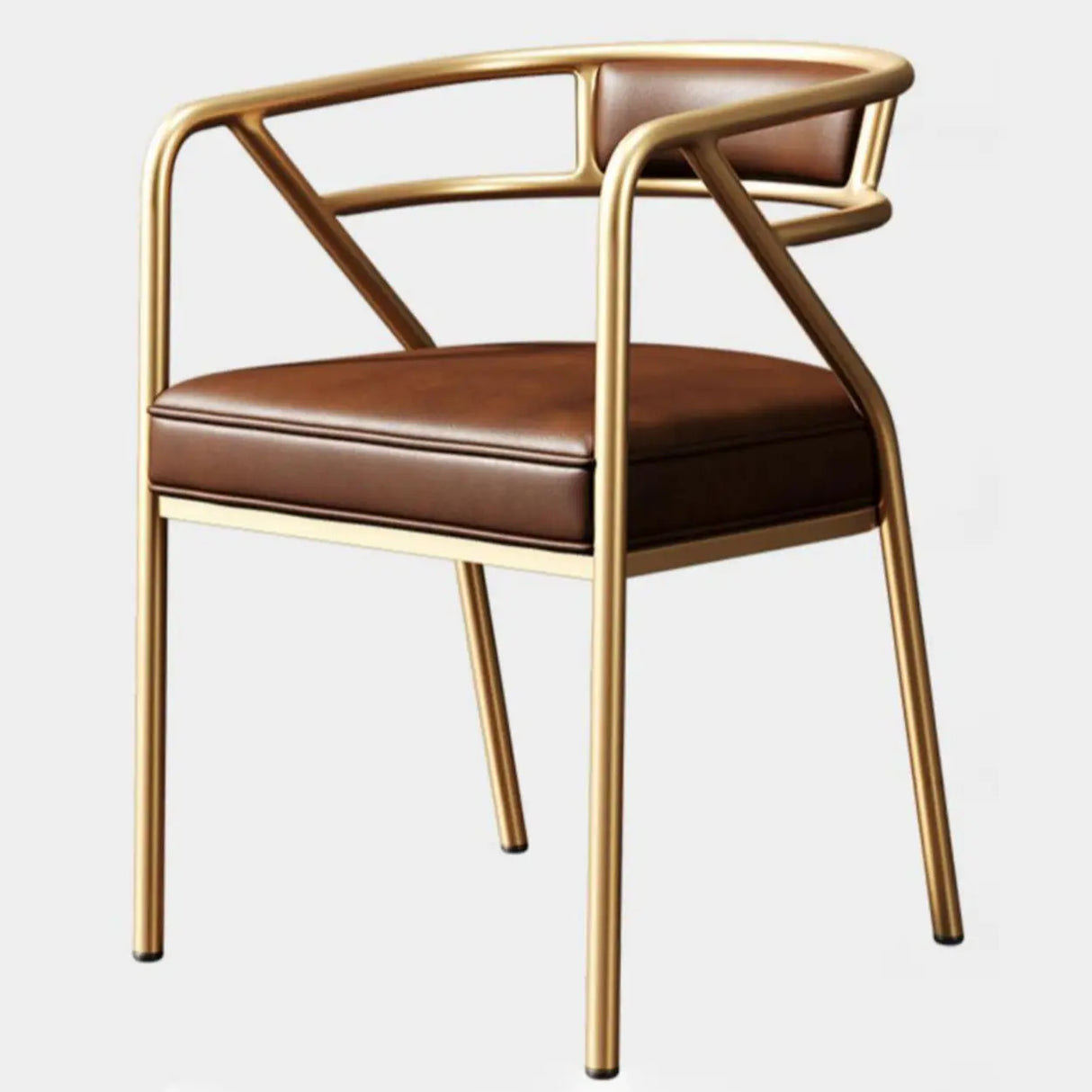 Glam Metal Armchair Cotton Cushion Dining Chair Gray Image - 33