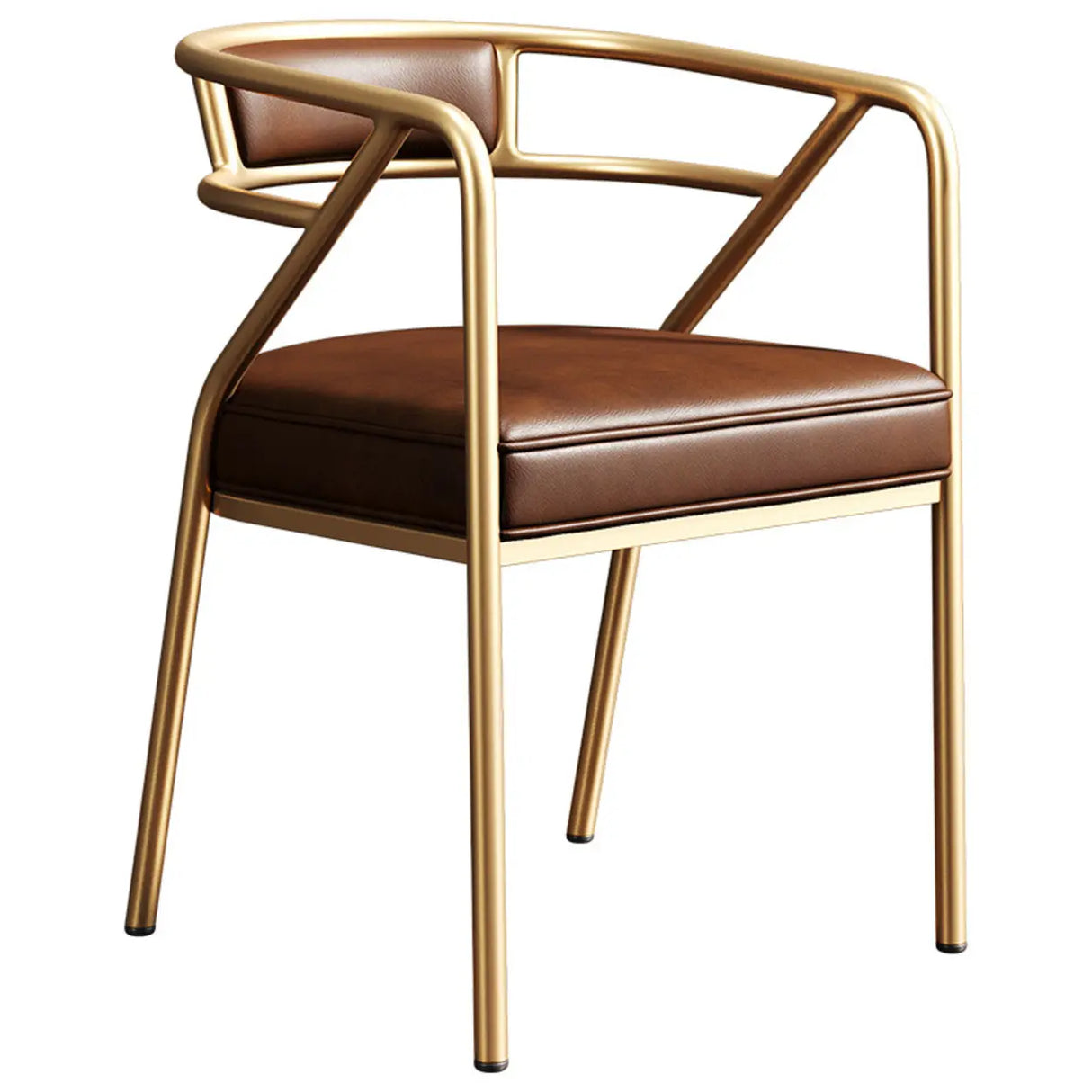 Glam Metal Armchair Cotton Cushion Dining Chair Gray Image - 5