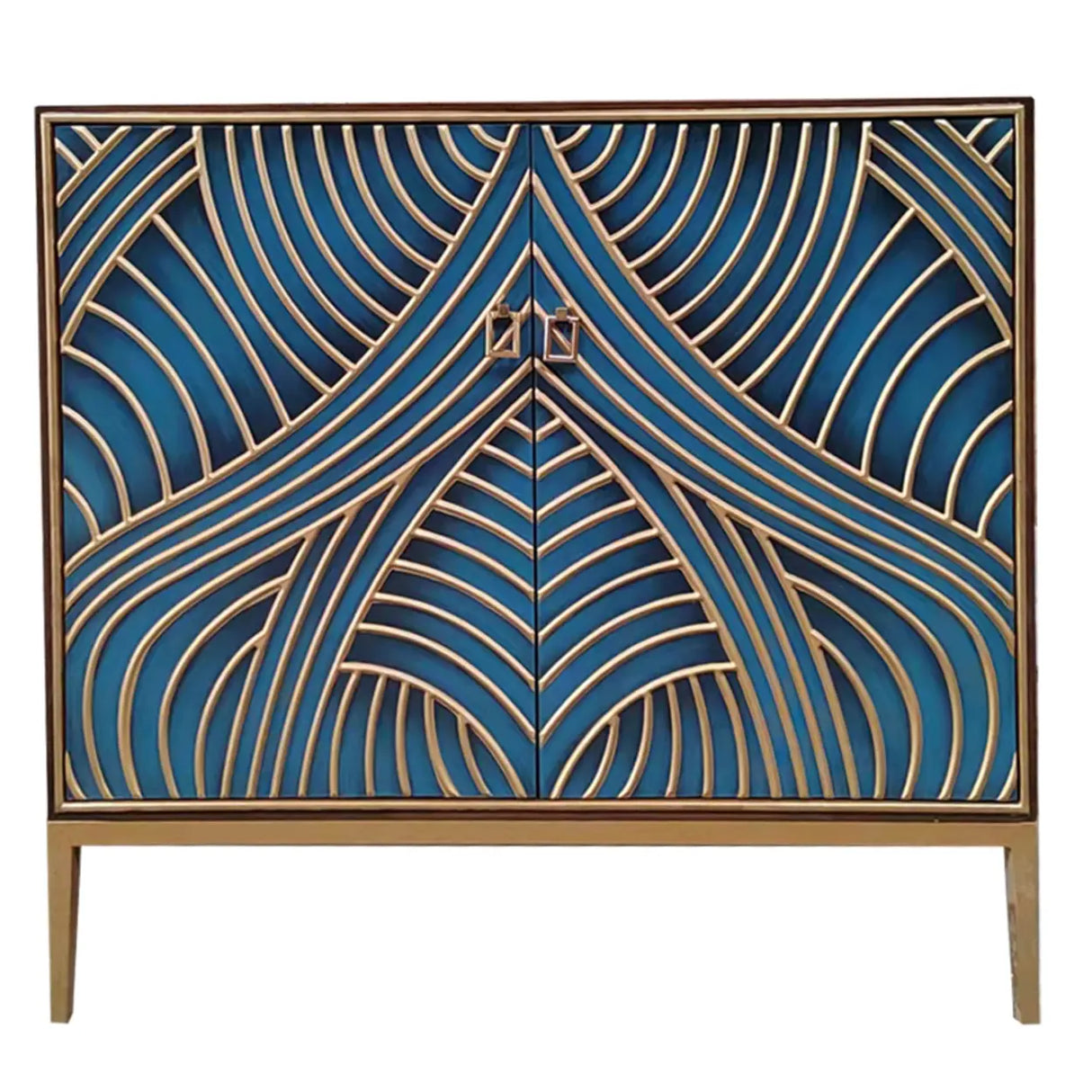 Glam Metal Legs Storage Wood Cabinet Console Table Image - 11