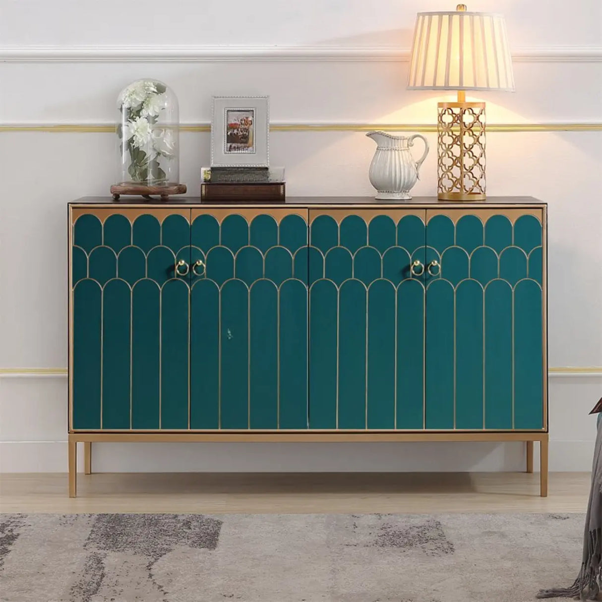 Glam Metal Legs Storage Wood Cabinet Console Table Image - 15