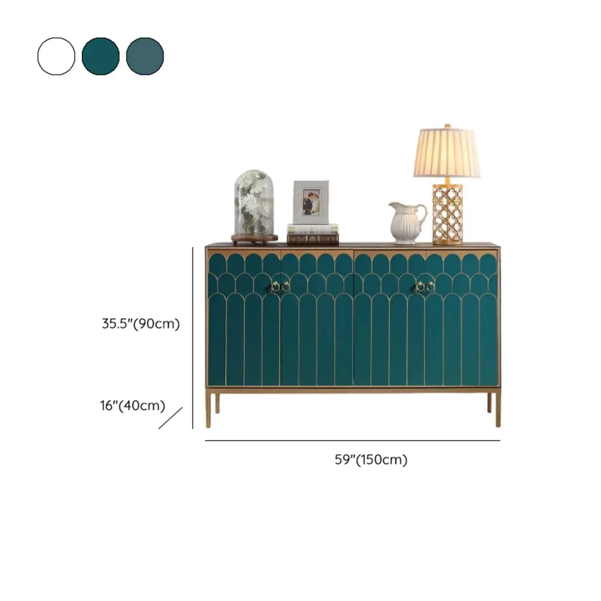 Glam Metal Legs Storage Wood Cabinet Console Table