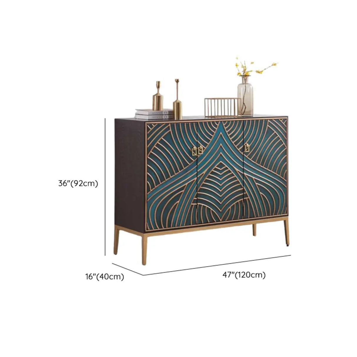 Glam Metal Legs Storage Wood Cabinet Console Table Image - 28