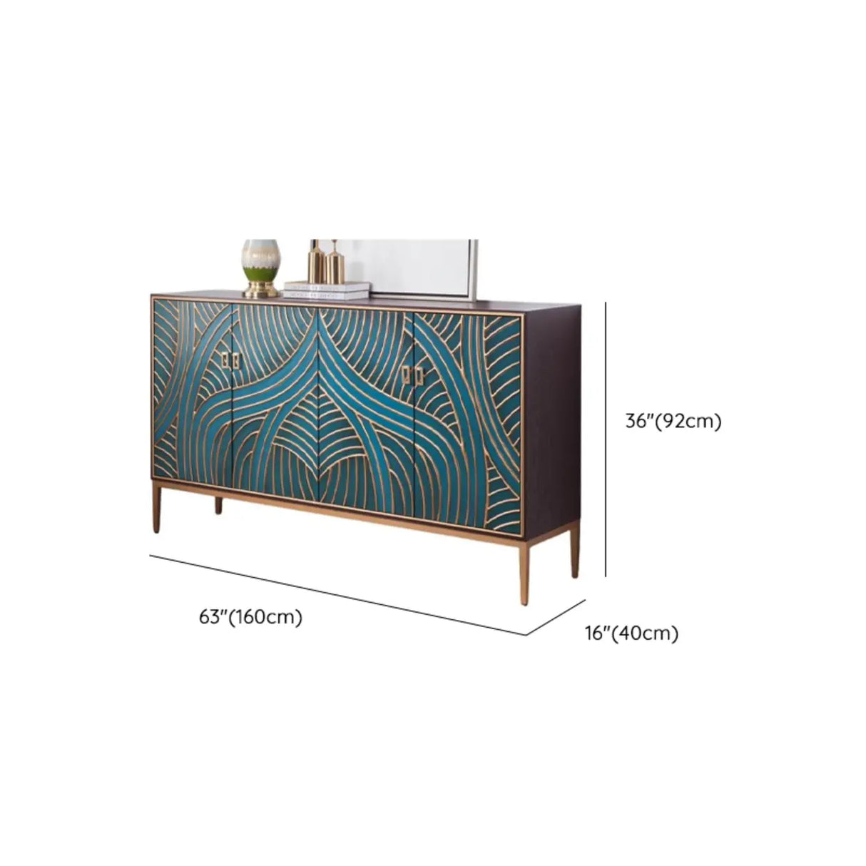 Glam Metal Legs Storage Wood Cabinet Console Table Image - 29