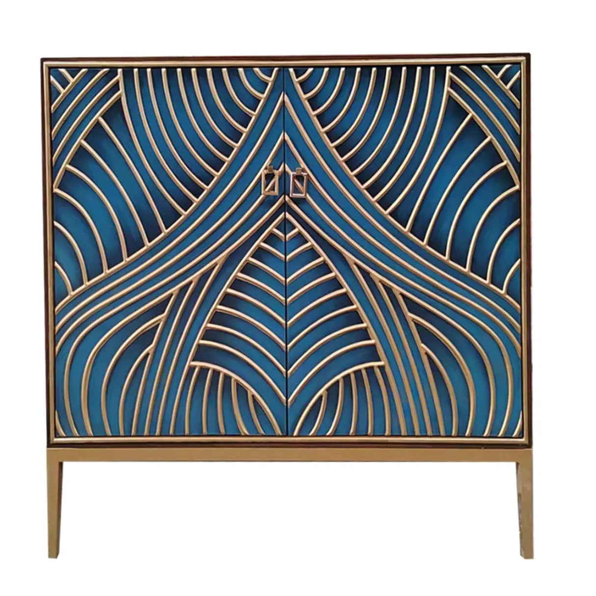 Glam Metal Legs Storage Wood Cabinet Console Table Image - 9