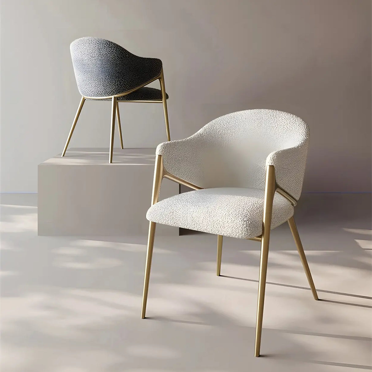 Glam Metal Low Back Upholstered Armrest Dining Chair Image - 11