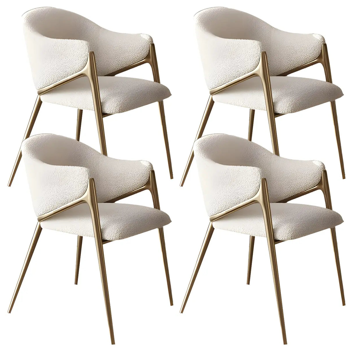 Glam Metal Low Back Upholstered Armrest Dining Chair Image - 16