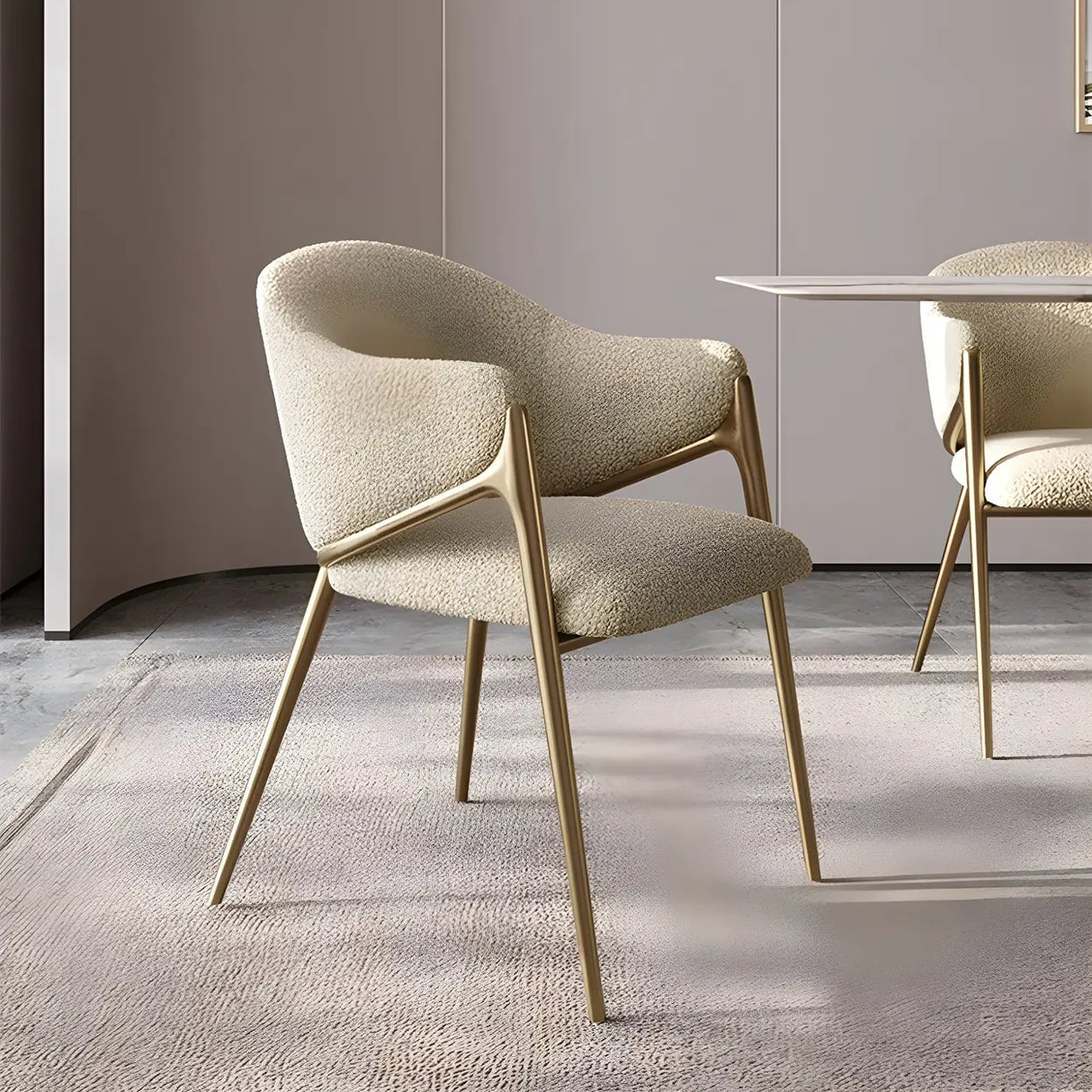 Glam Metal Low Back Upholstered Armrest Dining Chair Image - 18