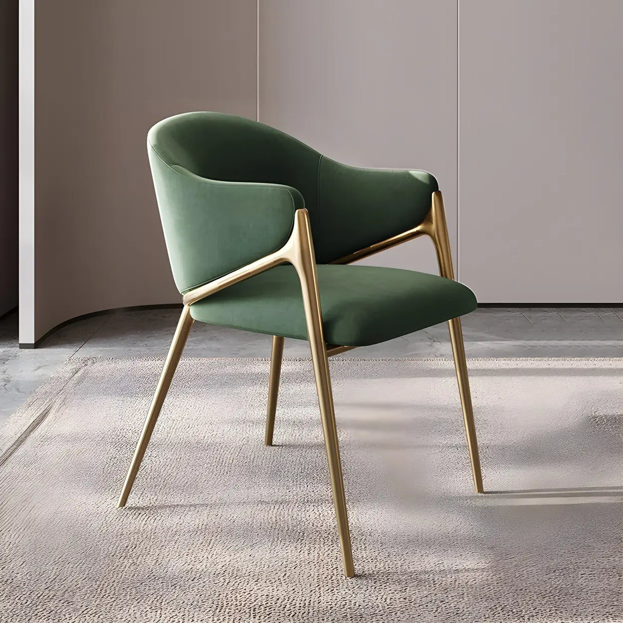 Glam Metal Low Back Upholstered Armrest Dining Chair Image - 21