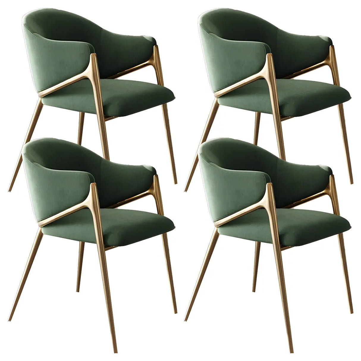 Glam Metal Low Back Upholstered Armrest Dining Chair Image - 23