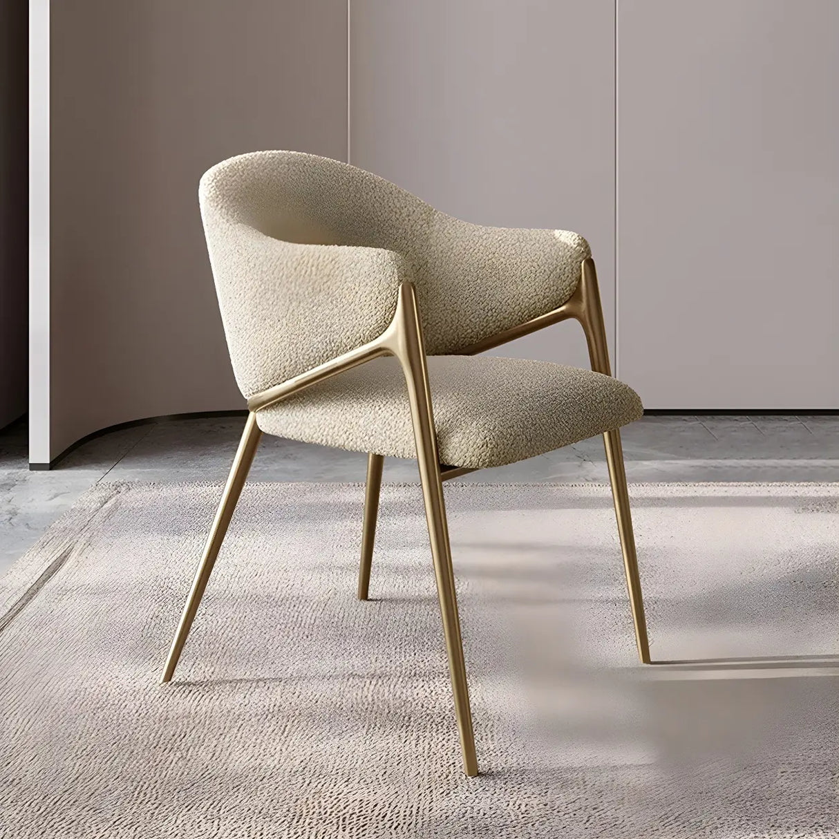 Glam Metal Low Back Upholstered Armrest Dining Chair Image - 26