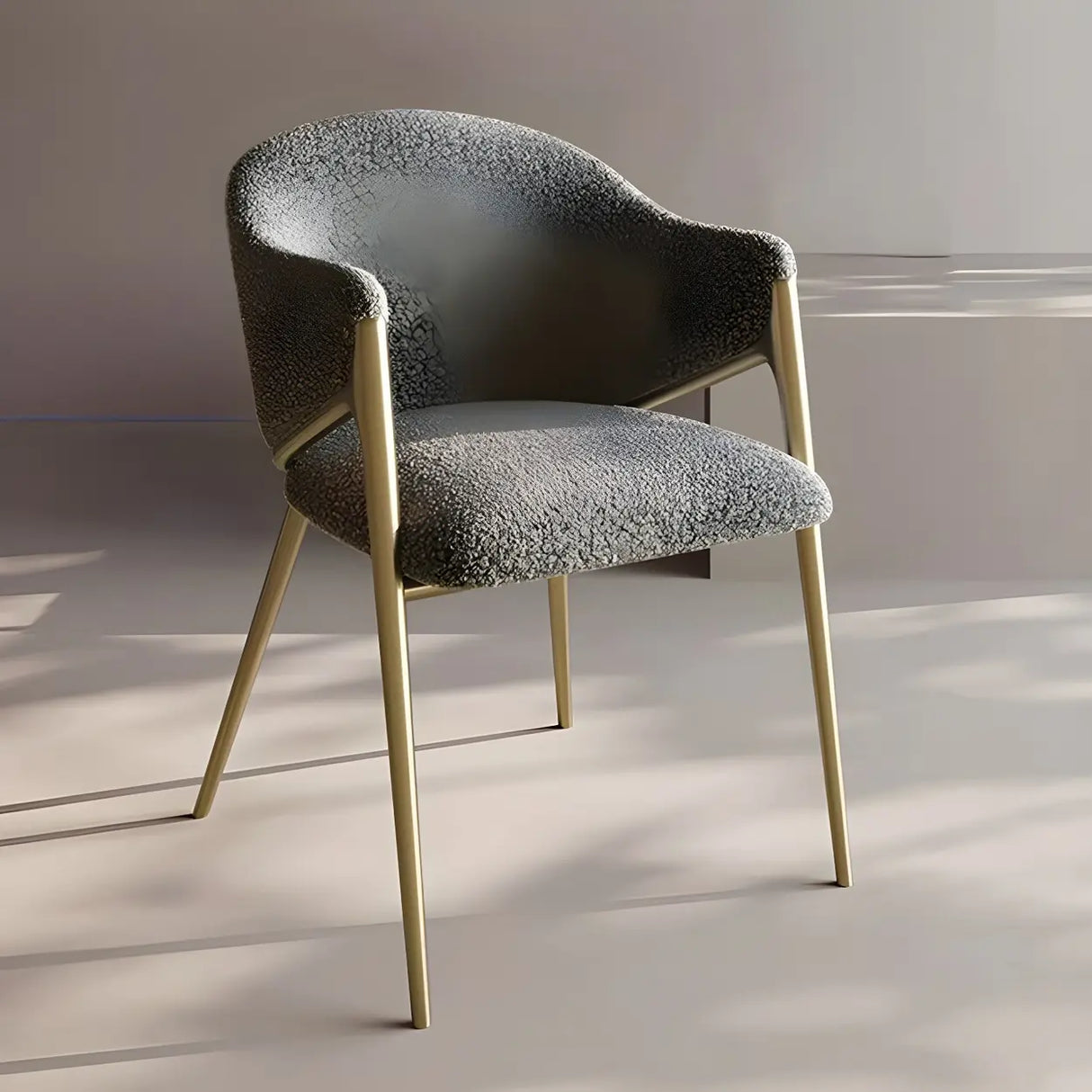 Glam Metal Low Back Upholstered Armrest Dining Chair Image - 2