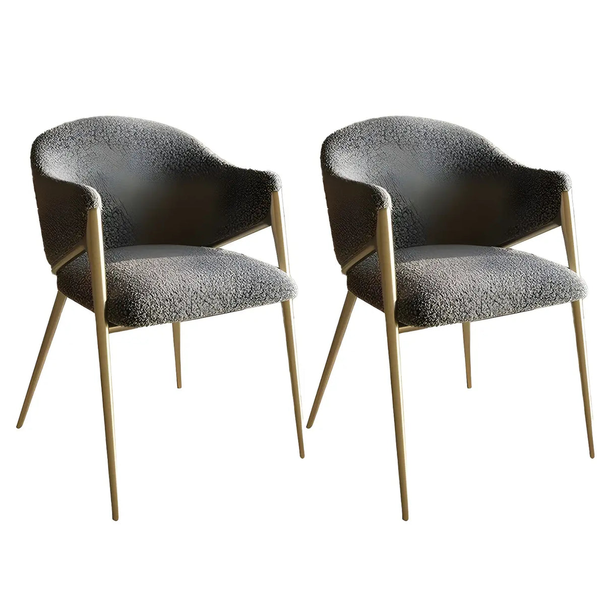 Glam Metal Low Back Upholstered Armrest Dining Chair Image - 3