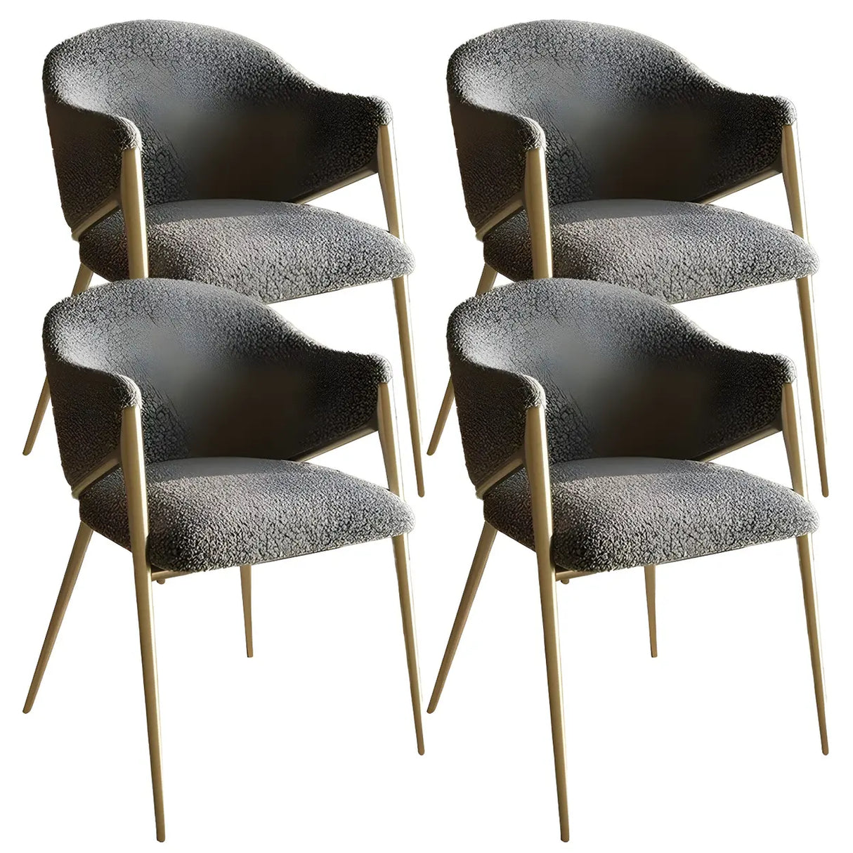 Glam Metal Low Back Upholstered Armrest Dining Chair Image - 6