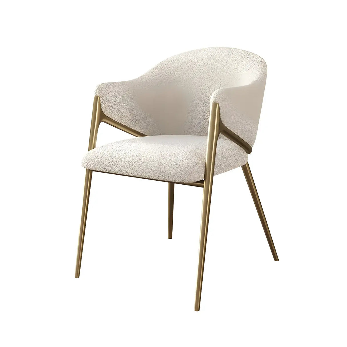 Glam Metal Low Back Upholstered Armrest Dining Chair Image - 9