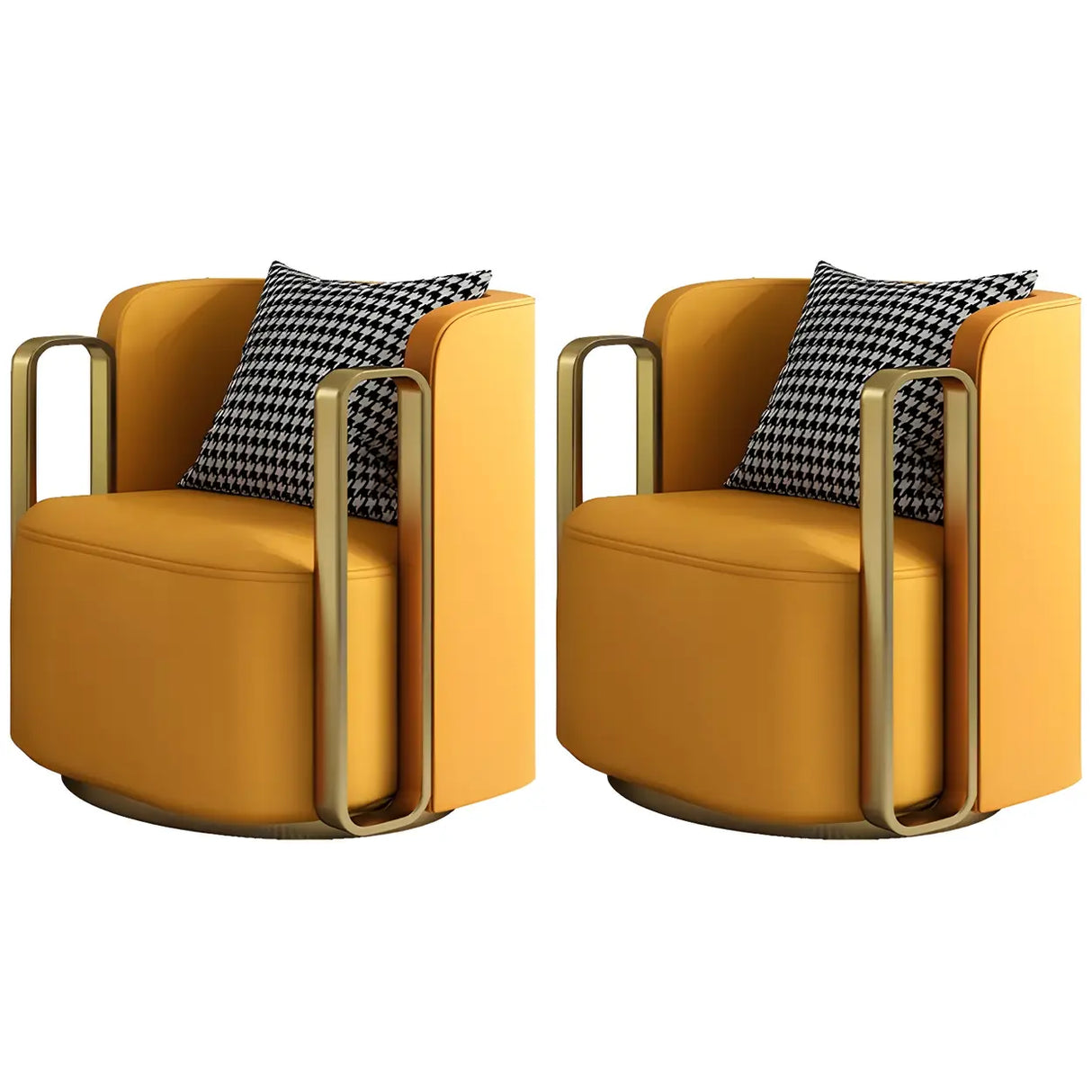 Glam Microfiber Leather Arm Chair with Pillow Back Image - 15