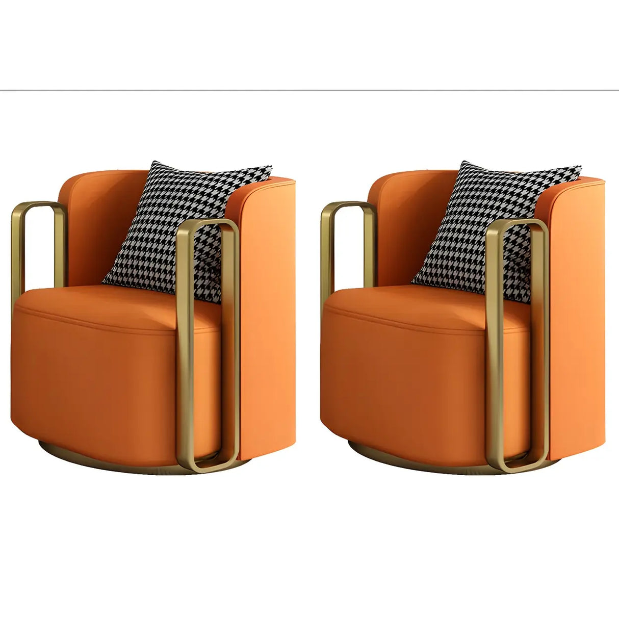 Glam Microfiber Leather Arm Chair with Pillow Back Image - 19