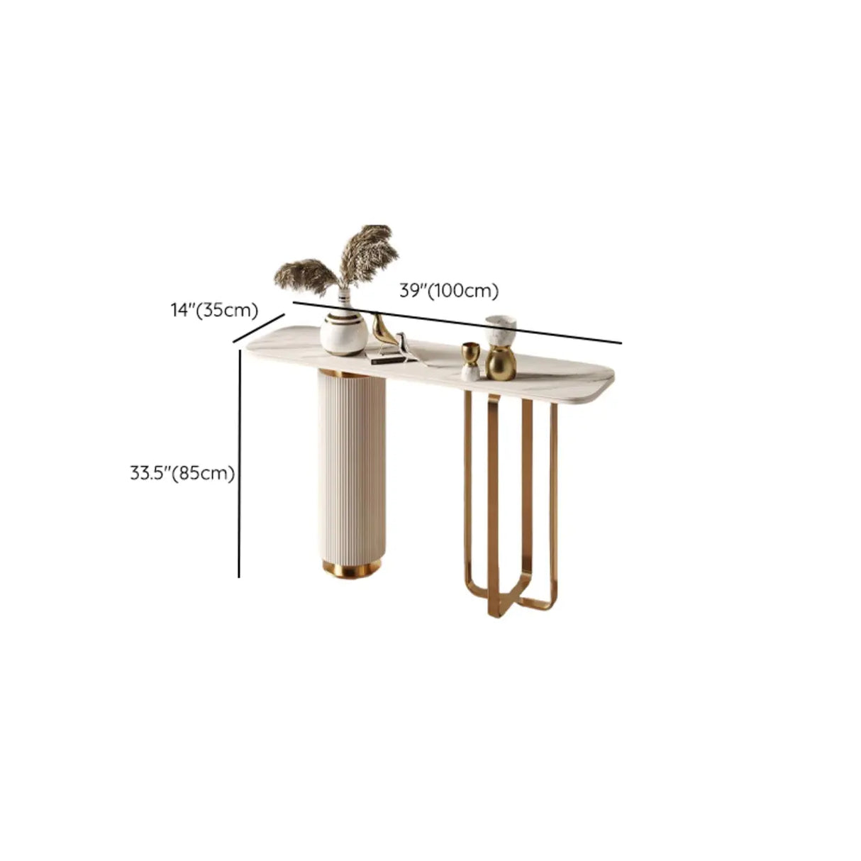 Glam Modern Gold Pedestal Entryway Rectangular Console Table